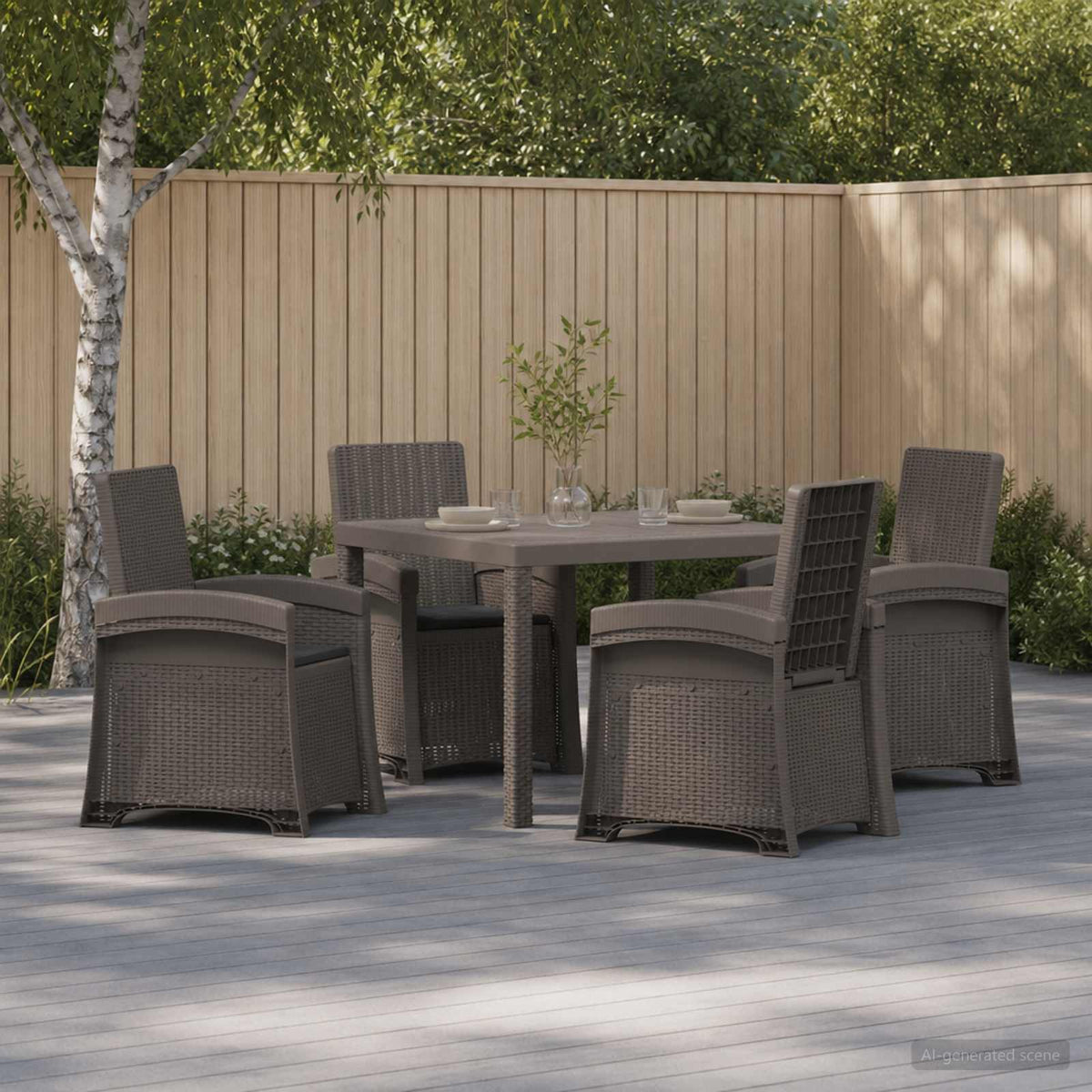 vidaXL Tuin eettafelset 5 st Antraciet- en crèmekleurig PP