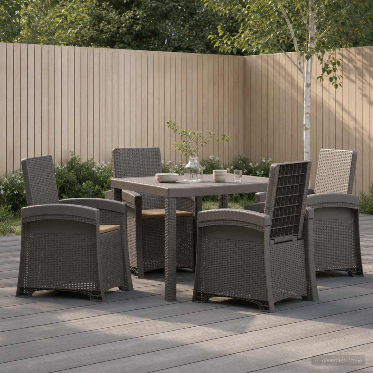 vidaXL Tuin eettafelset 5 st Antraciet- en crèmekleurig PP