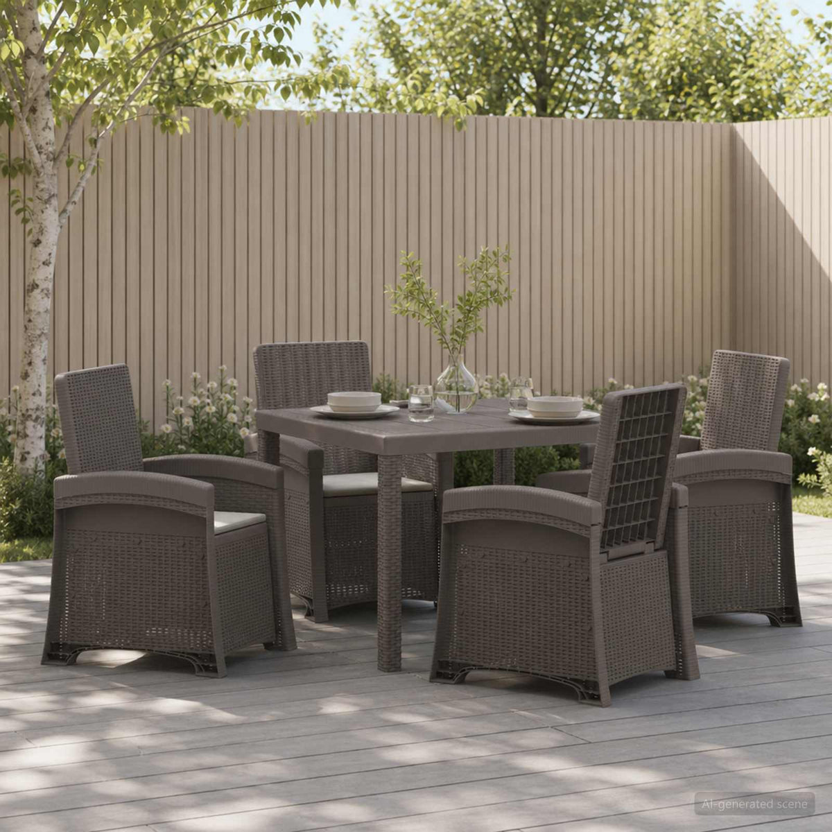 vidaXL Tuin eettafelset 5 st Antraciet- en crèmekleurig PP