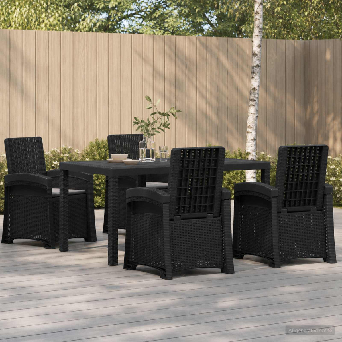 vidaXL Tuin eettafelset 5 st Antraciet- en crèmekleurig PP