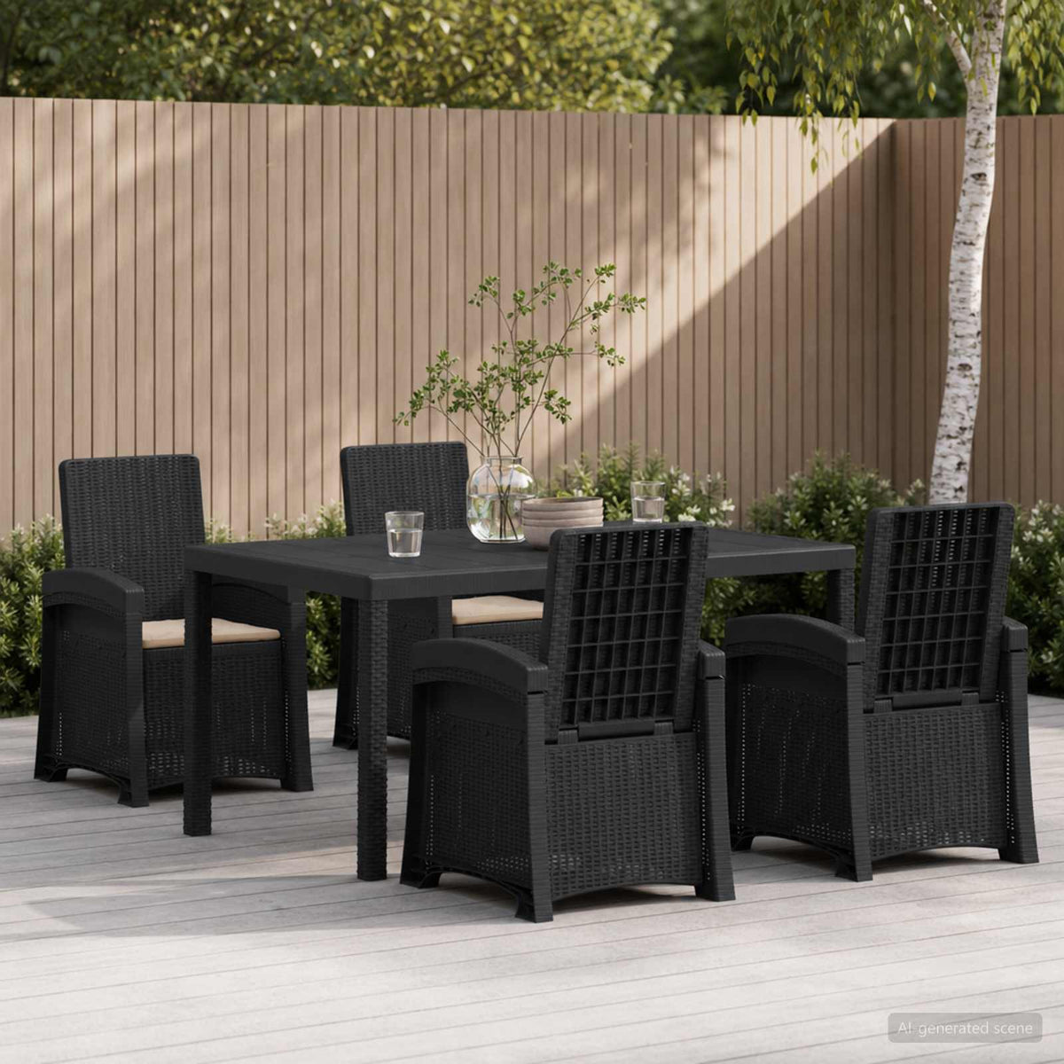 vidaXL Tuin eettafelset 5 st Antraciet- en crèmekleurig PP