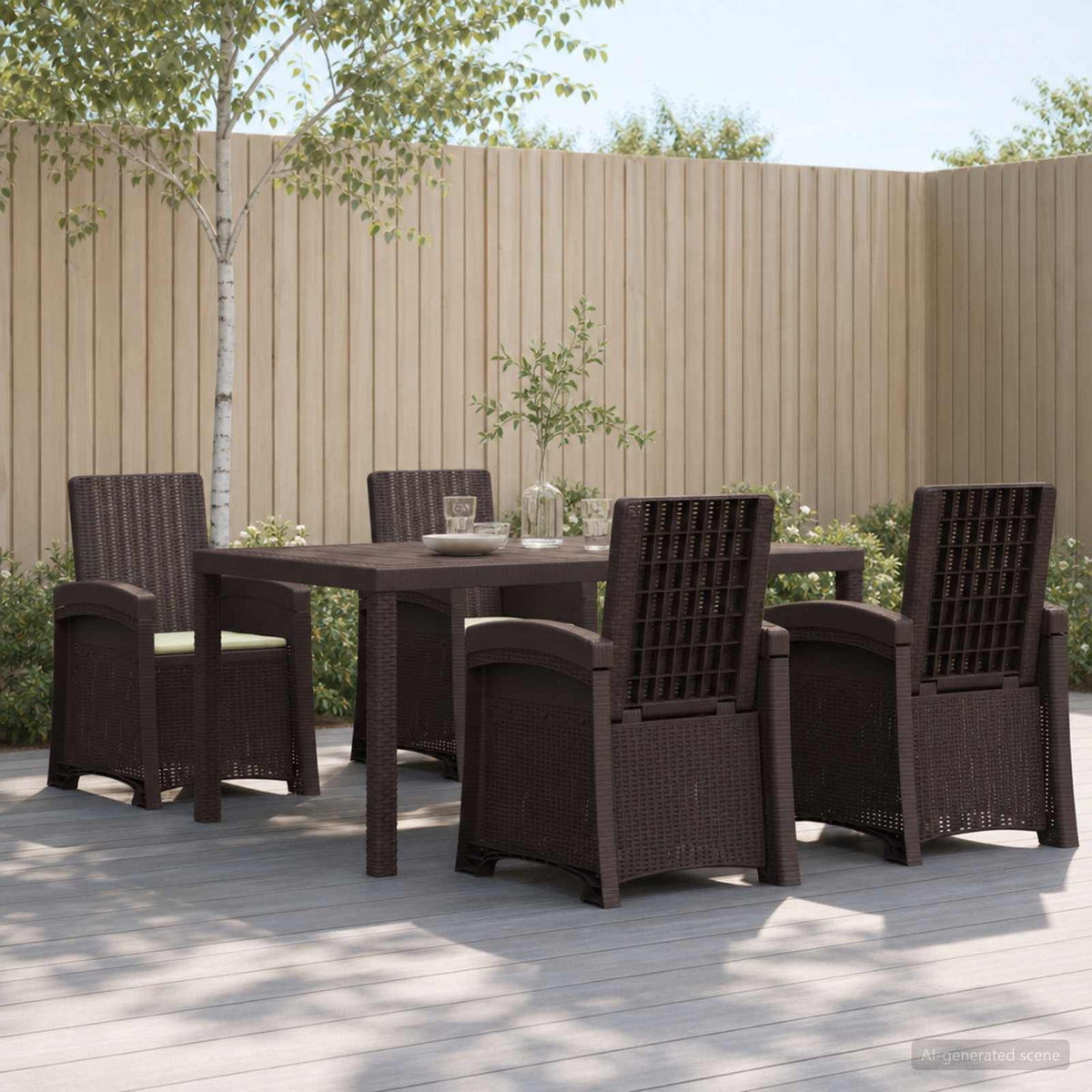 vidaXL Tuin eettafelset 5 st Antraciet- en crèmekleurig PP