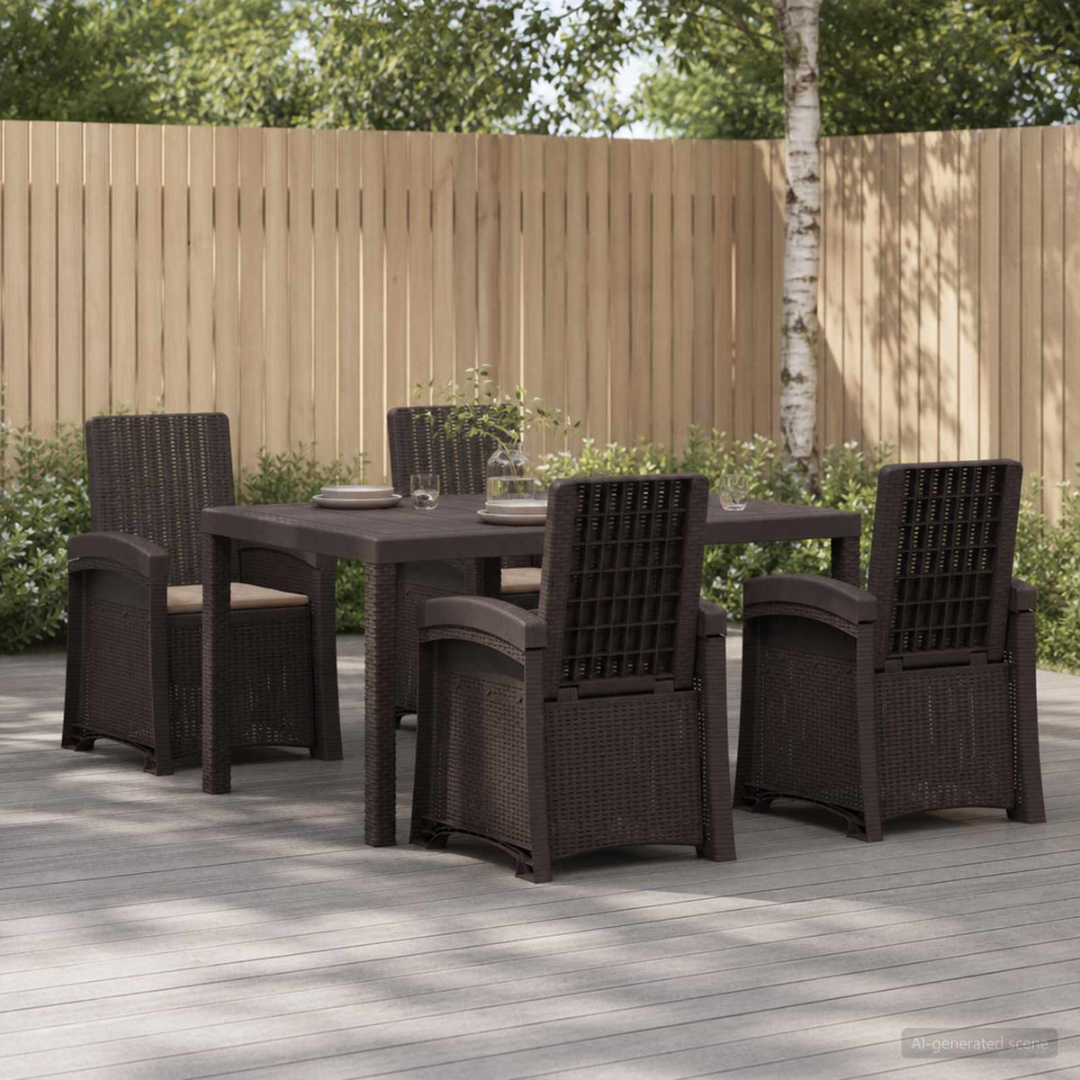 vidaXL Tuin eettafelset 5 st Antraciet- en crèmekleurig PP