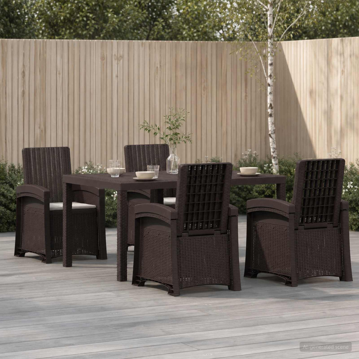 vidaXL Tuin eettafelset 5 st Antraciet- en crèmekleurig PP
