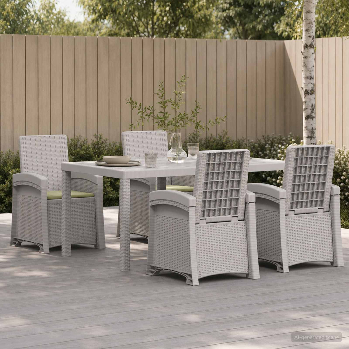 vidaXL Tuin eettafelset 5 st Antraciet- en crèmekleurig PP