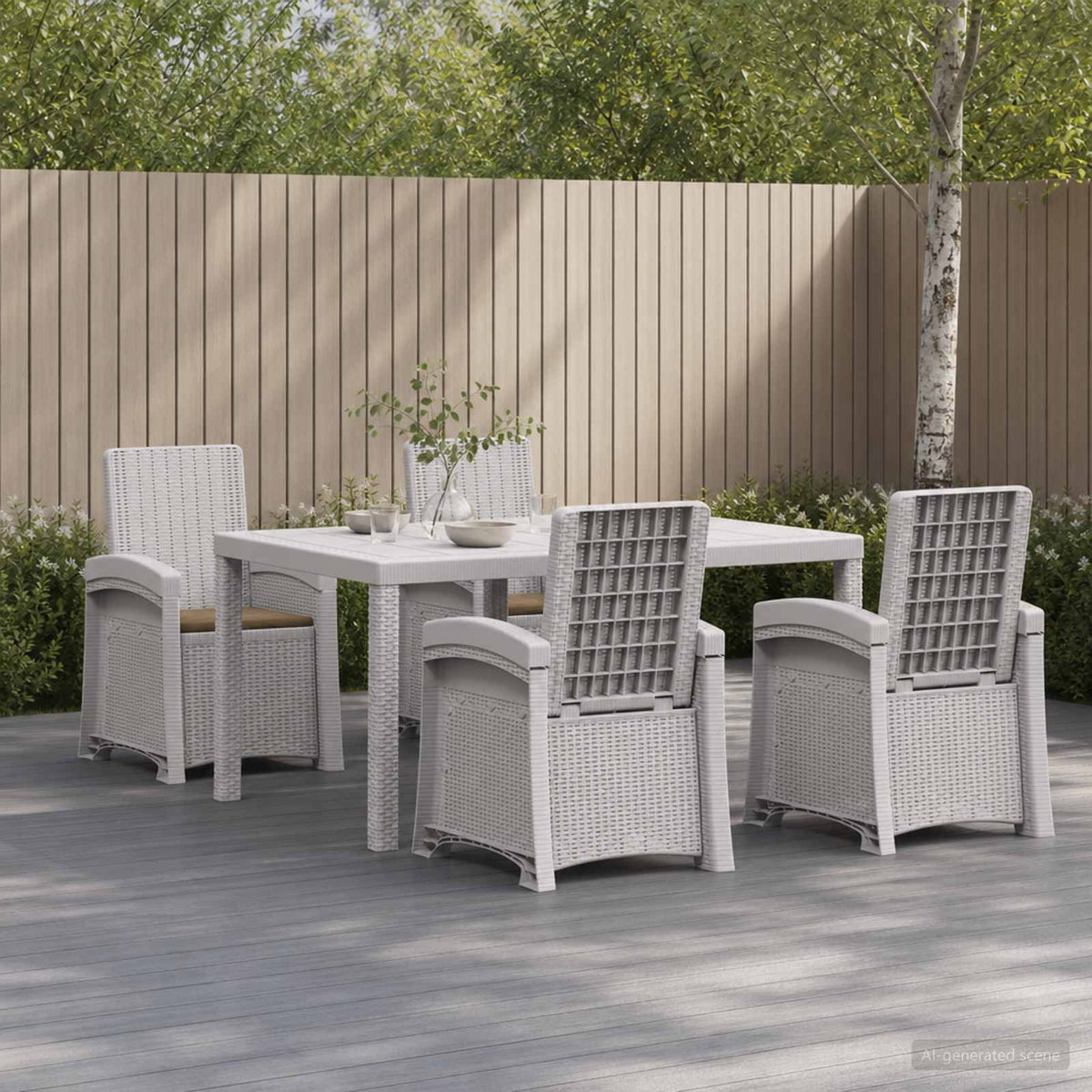 vidaXL Tuin eettafelset 5 st Antraciet- en crèmekleurig PP