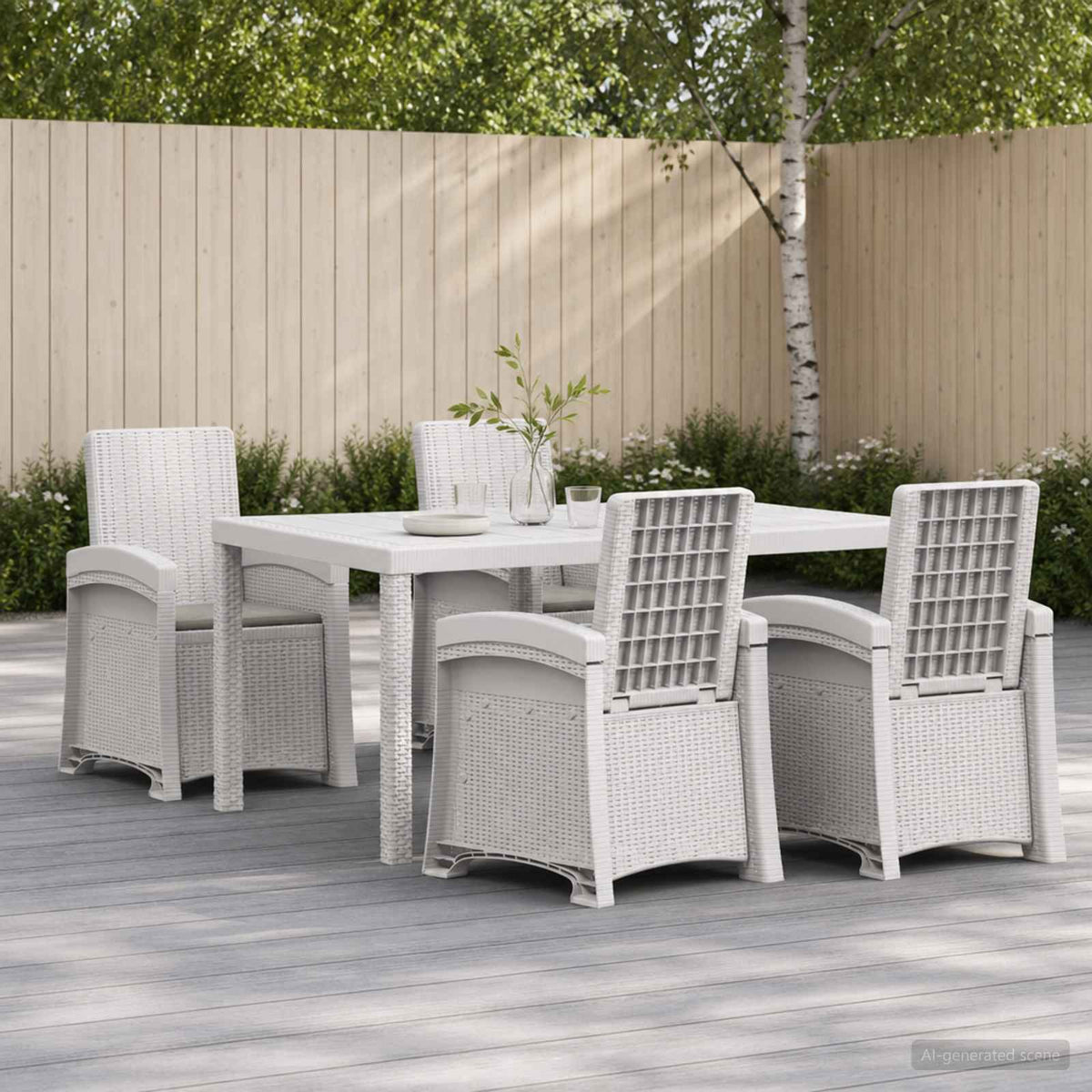 vidaXL Tuin eettafelset 5 st Antraciet- en crèmekleurig PP