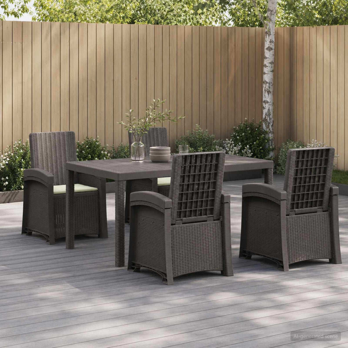 vidaXL Tuin eettafelset 5 st Antraciet- en crèmekleurig PP