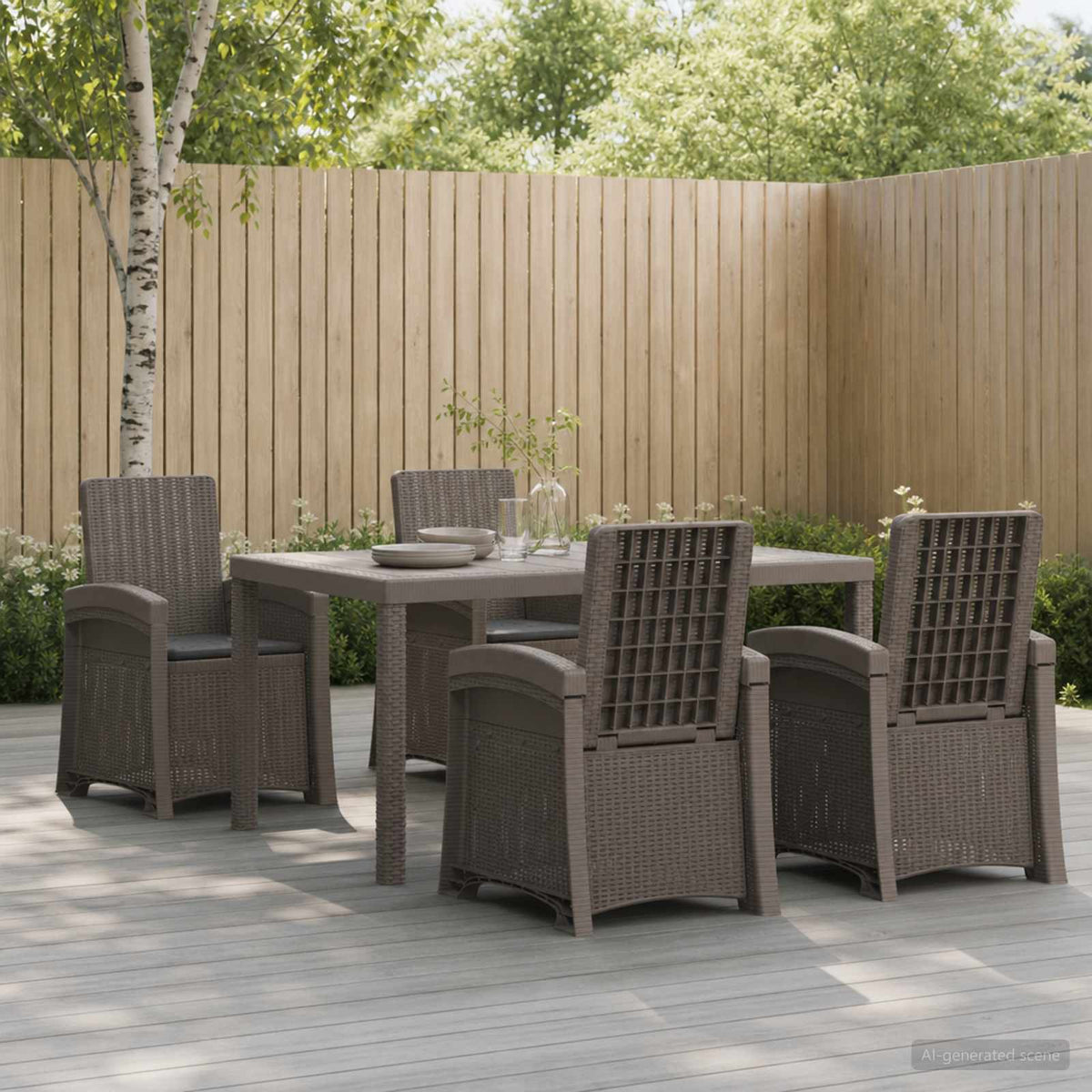 vidaXL Tuin eettafelset 5 st Antraciet- en crèmekleurig PP