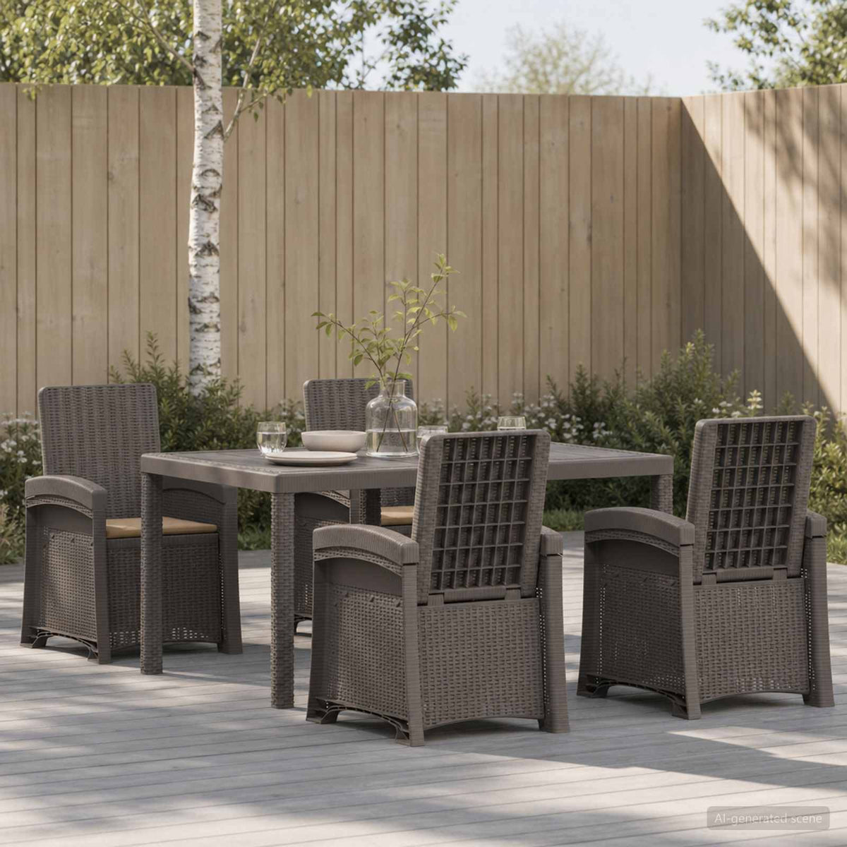 vidaXL Tuin eettafelset 5 st Antraciet- en crèmekleurig PP