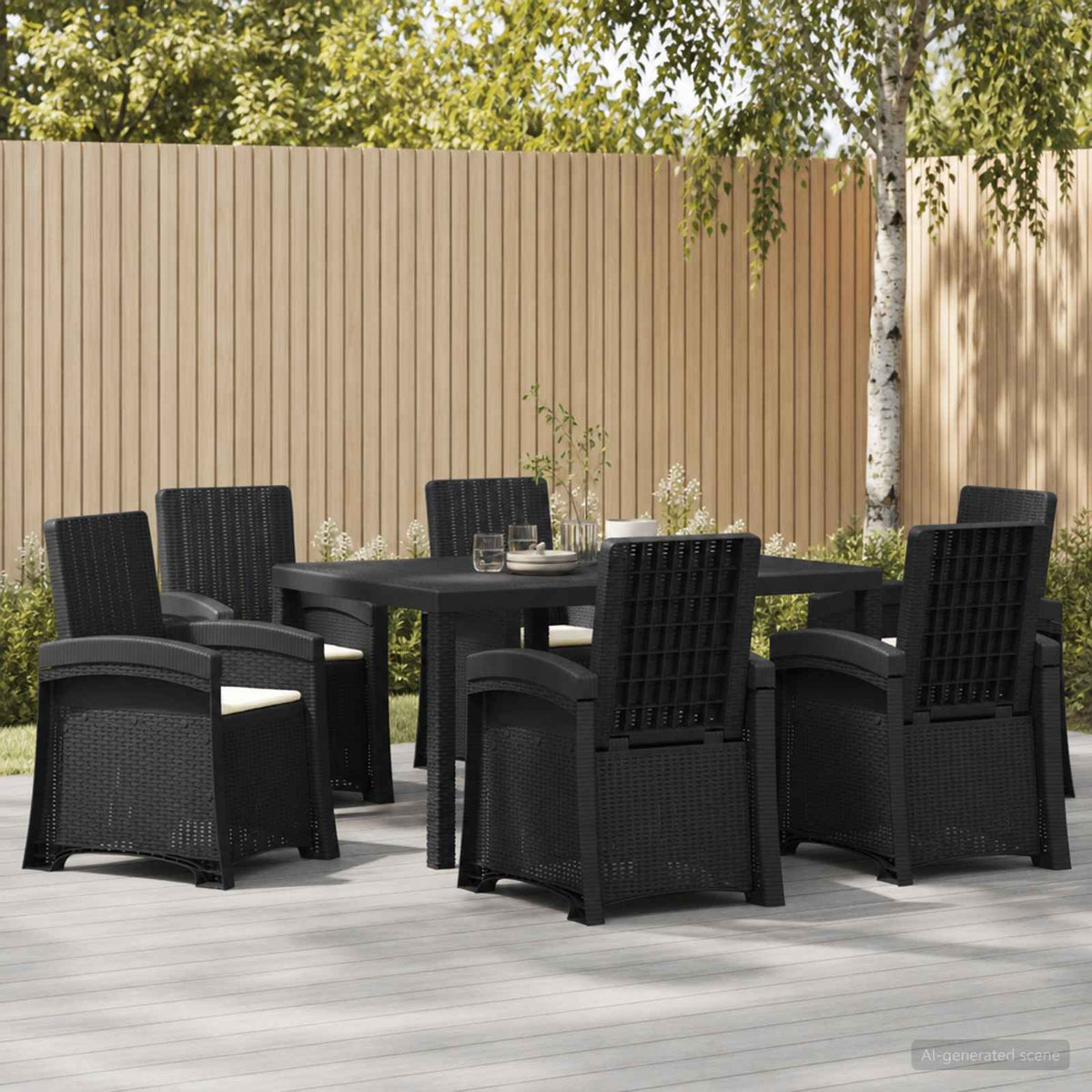 vidaXL Tuin eettafelset 5 st Antraciet- en crèmekleurig PP