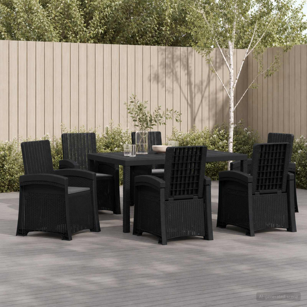 vidaXL Tuin eettafelset 5 st Antraciet- en crèmekleurig PP