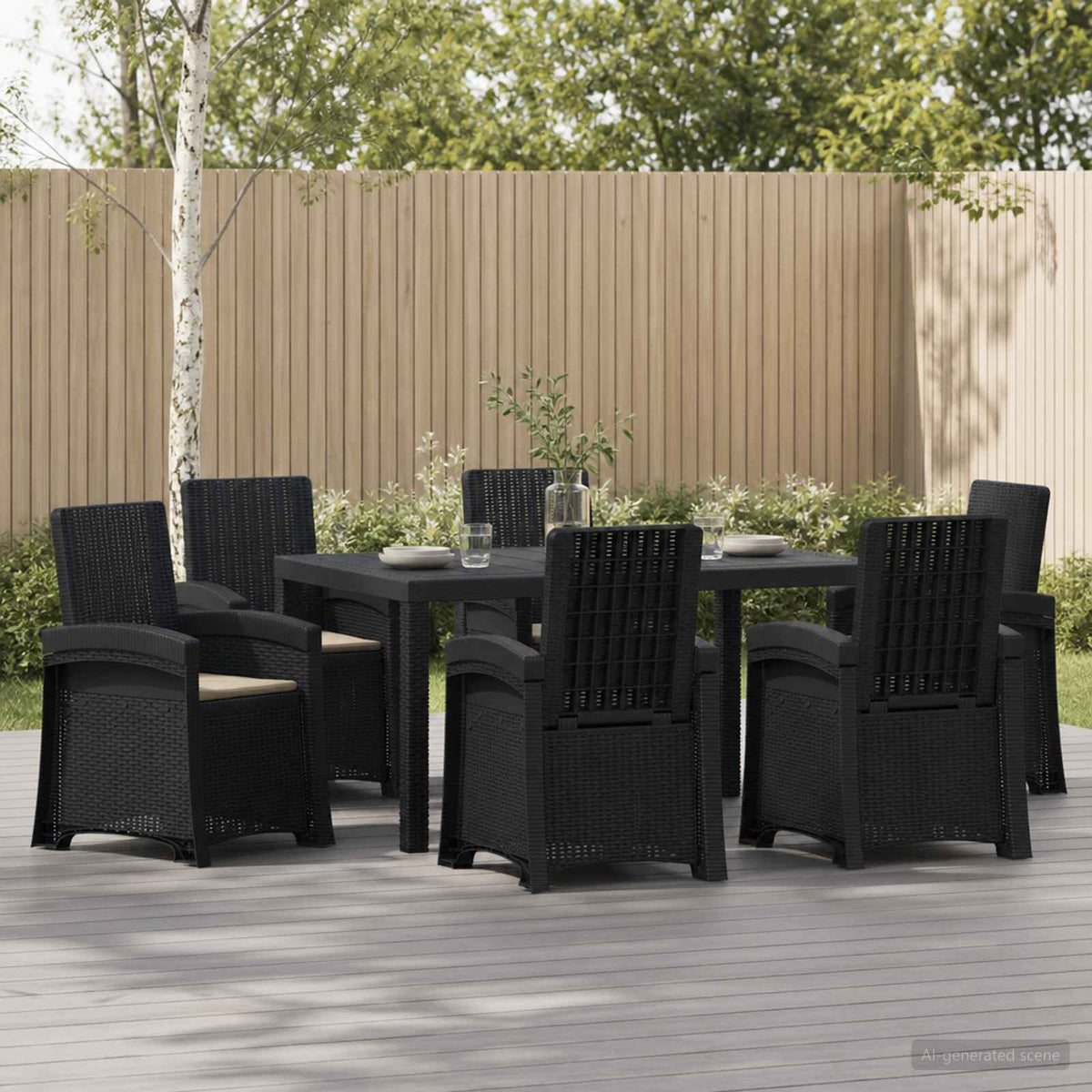 vidaXL Tuin eettafelset 5 st Antraciet- en crèmekleurig PP