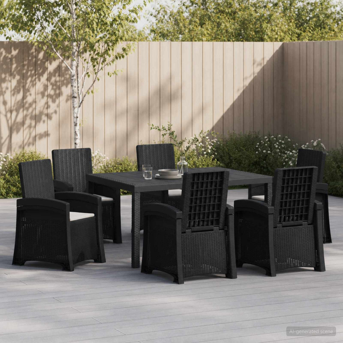 vidaXL Tuin eettafelset 5 st Antraciet- en crèmekleurig PP