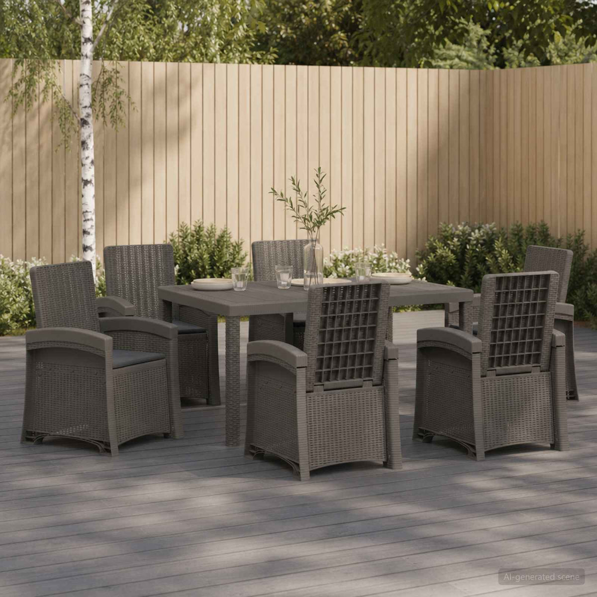 vidaXL Tuin eettafelset 5 st Antraciet- en crèmekleurig PP