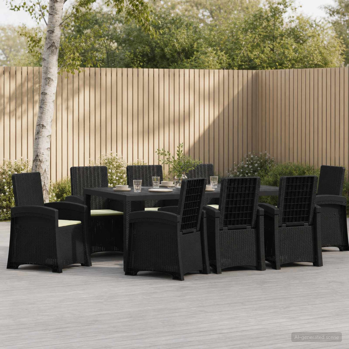 vidaXL Tuin eettafelset 5 st Antraciet- en crèmekleurig PP