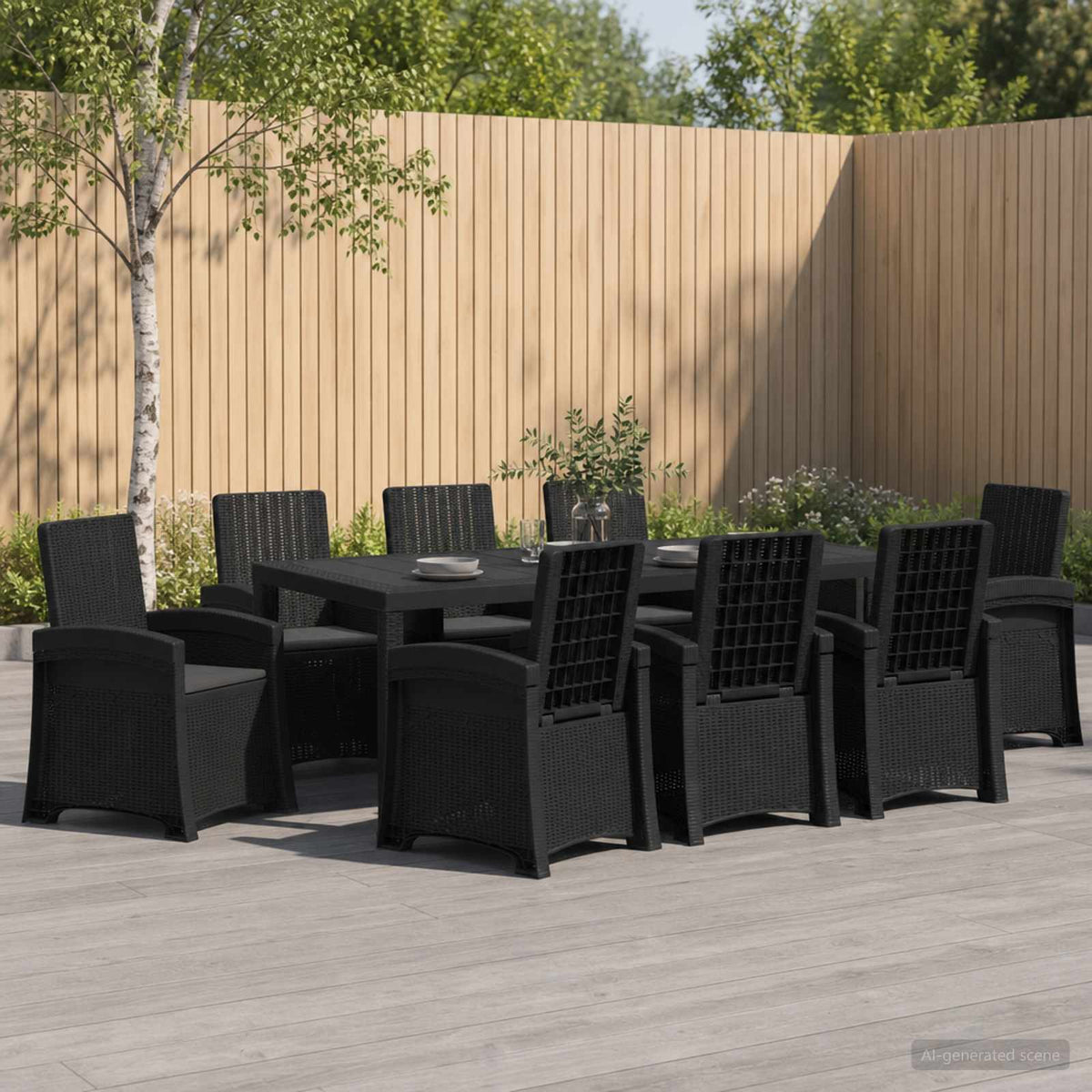 vidaXL Tuin eettafelset 5 st Antraciet- en crèmekleurig PP