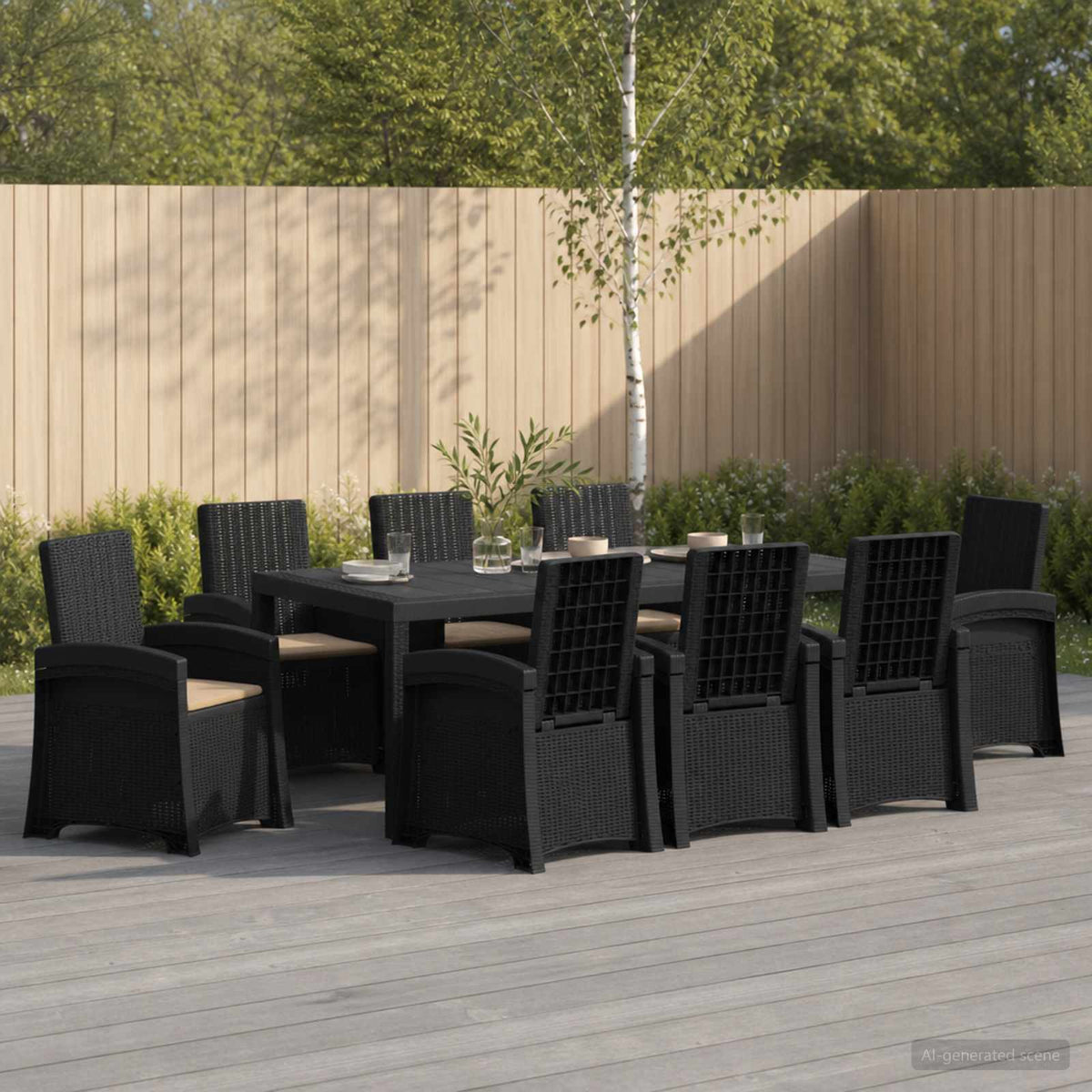 vidaXL Tuin eettafelset 5 st Antraciet- en crèmekleurig PP