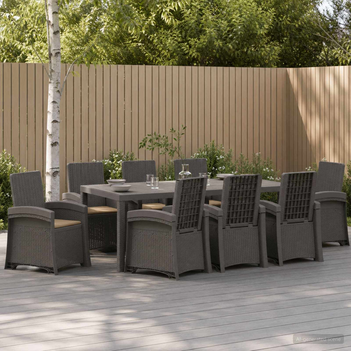 vidaXL Tuin eettafelset 5 st Antraciet- en crèmekleurig PP