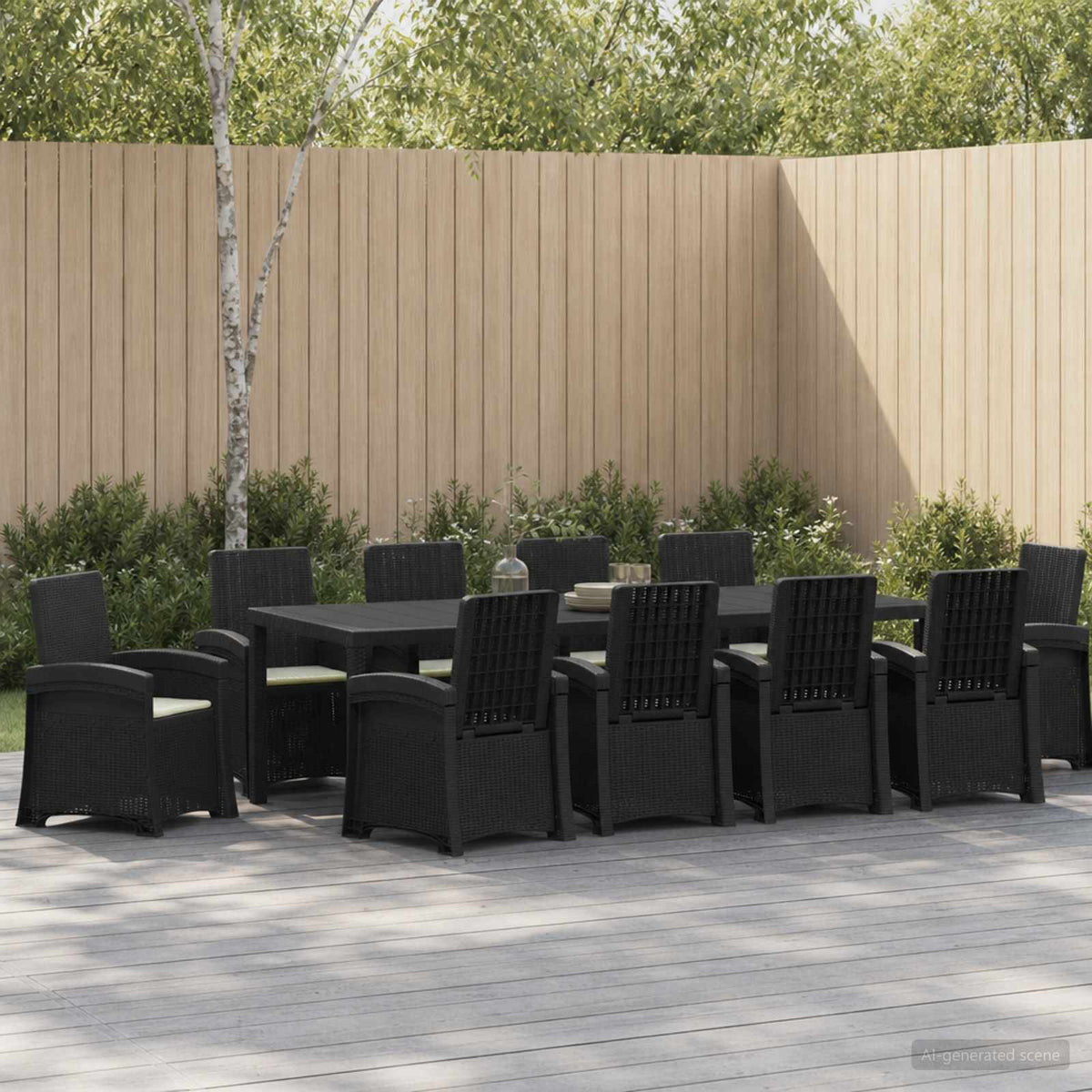 vidaXL Tuin eettafelset 5 st Antraciet- en crèmekleurig PP