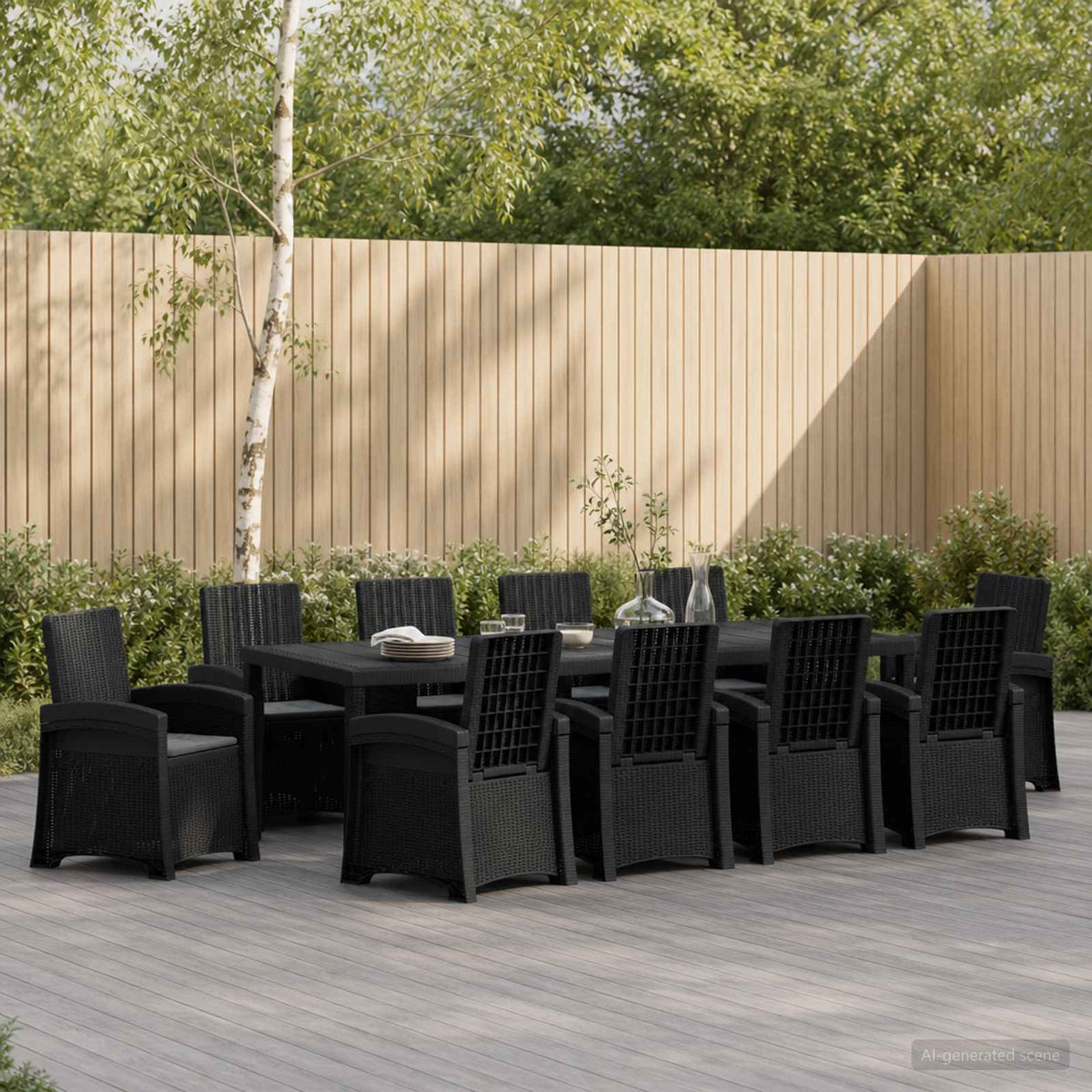 vidaXL Tuin eettafelset 5 st Antraciet- en crèmekleurig PP