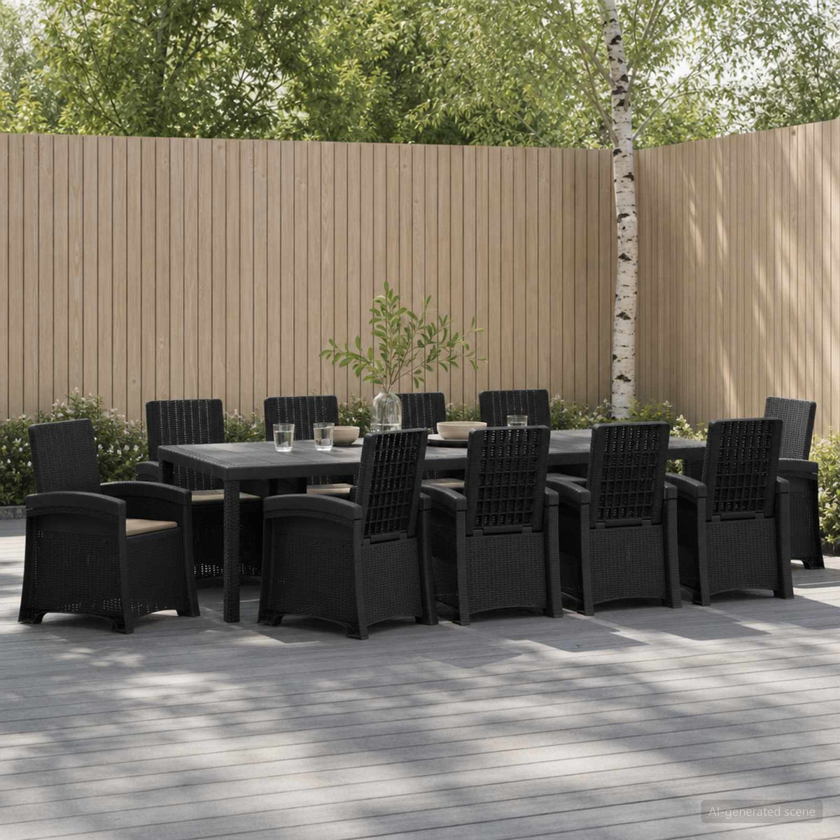vidaXL Tuin eettafelset 5 st Antraciet- en crèmekleurig PP