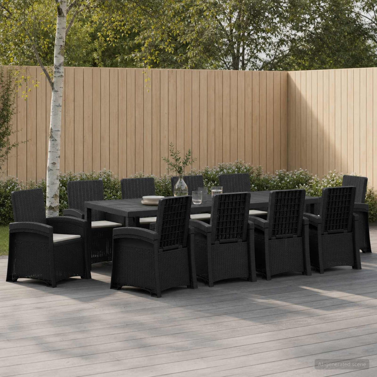 vidaXL Tuin eettafelset 5 st Antraciet- en crèmekleurig PP