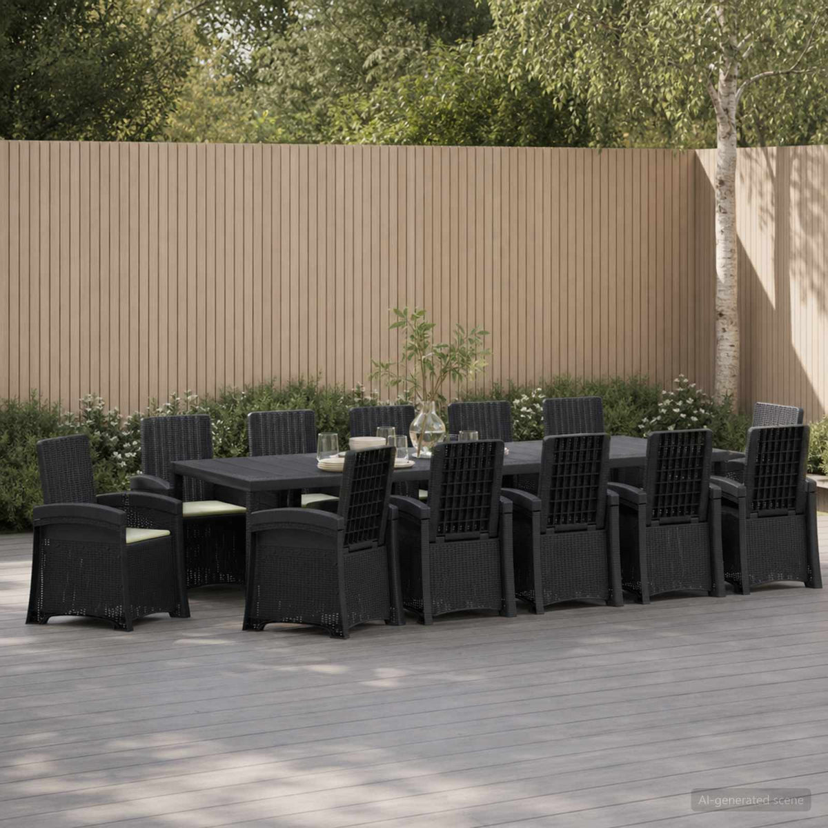vidaXL Tuin eettafelset 5 st Antraciet- en crèmekleurig PP
