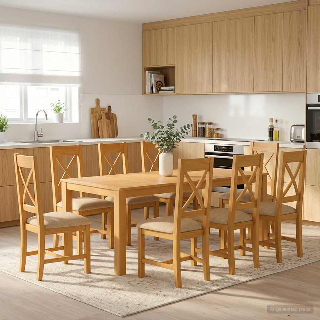 vidaXL Eetkamerset 3 st Grijs Massief Eikenhout
