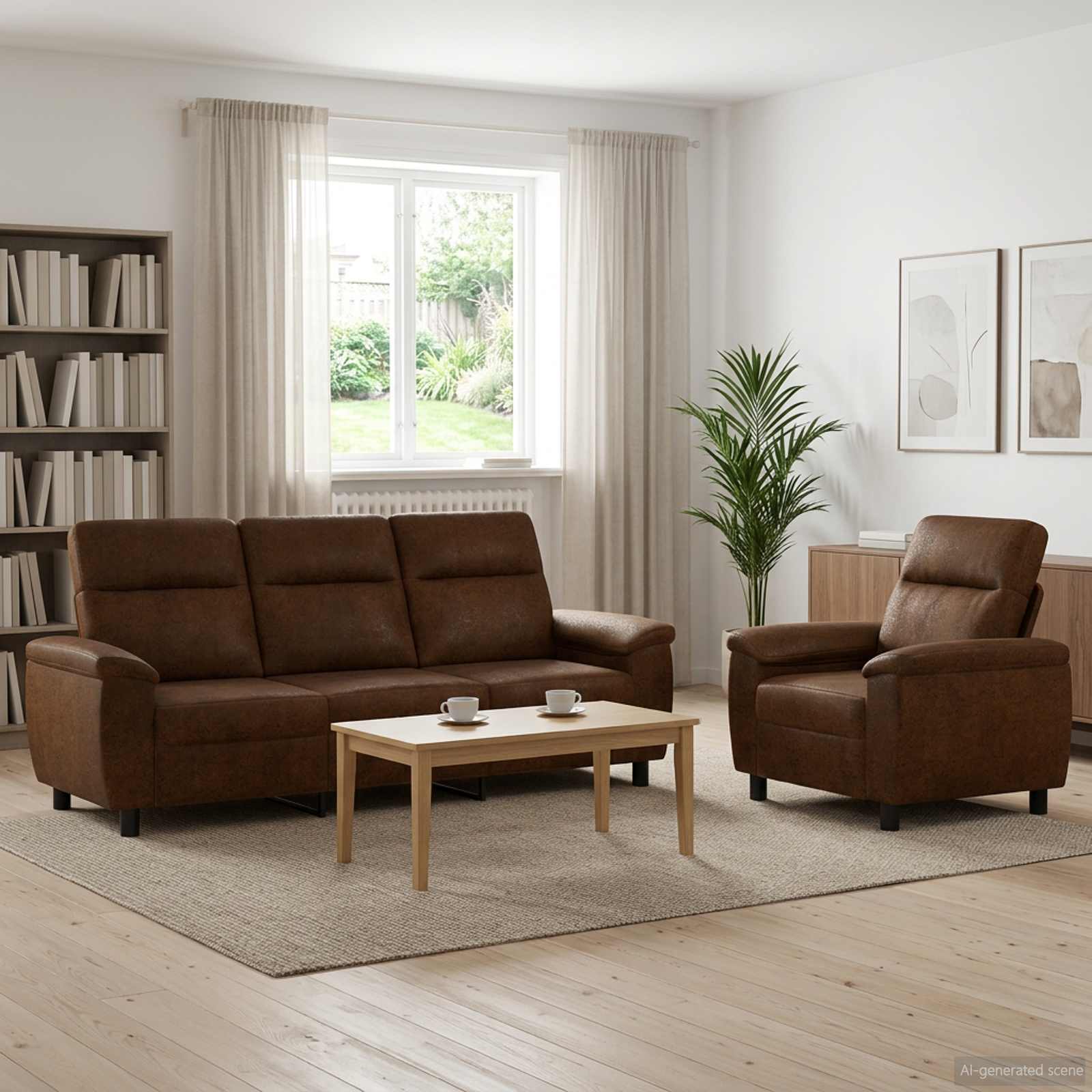 vidaXL Bankstel 2 st Bruin Nep Suede Leer