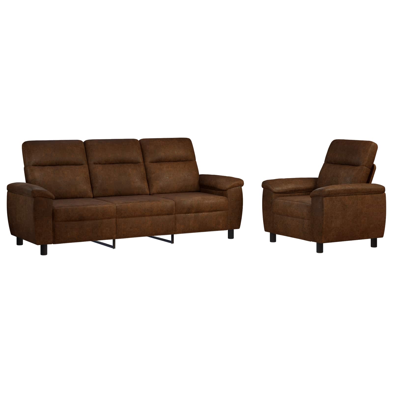 vidaXL Bankstel 2 st Bruin Nep Suede Leer