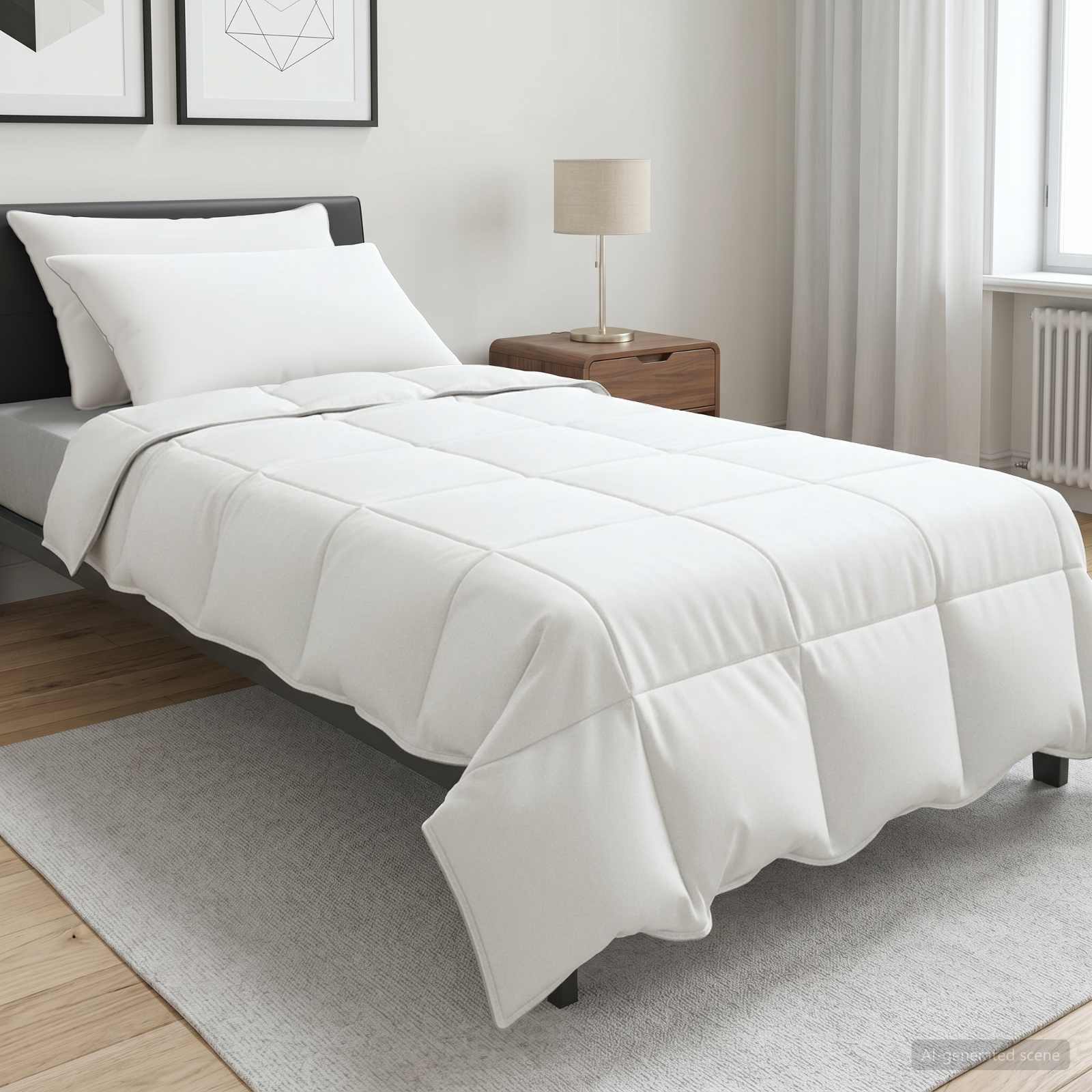 vidaXL Dekbedset met kussen Wit 200 x 200 cm Polyester, Bamboe