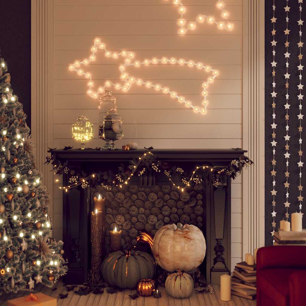 vidaXL Kerstfiguren sterren met 48 LED's 2 st 65x28 cm warmwit