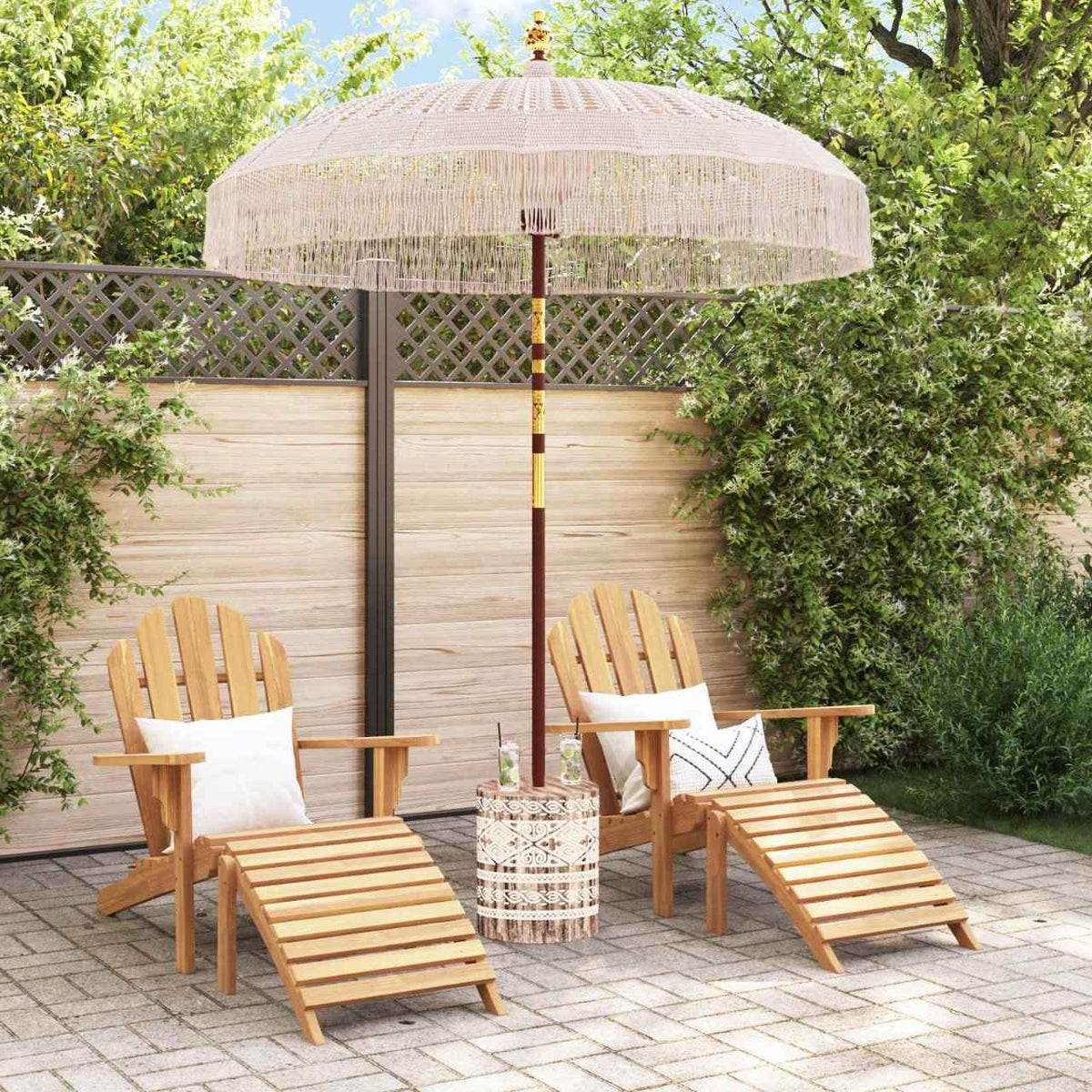 vidaXL Parasol Set 192 x 192 x 250 cm Massief Bamboehout en Katoen