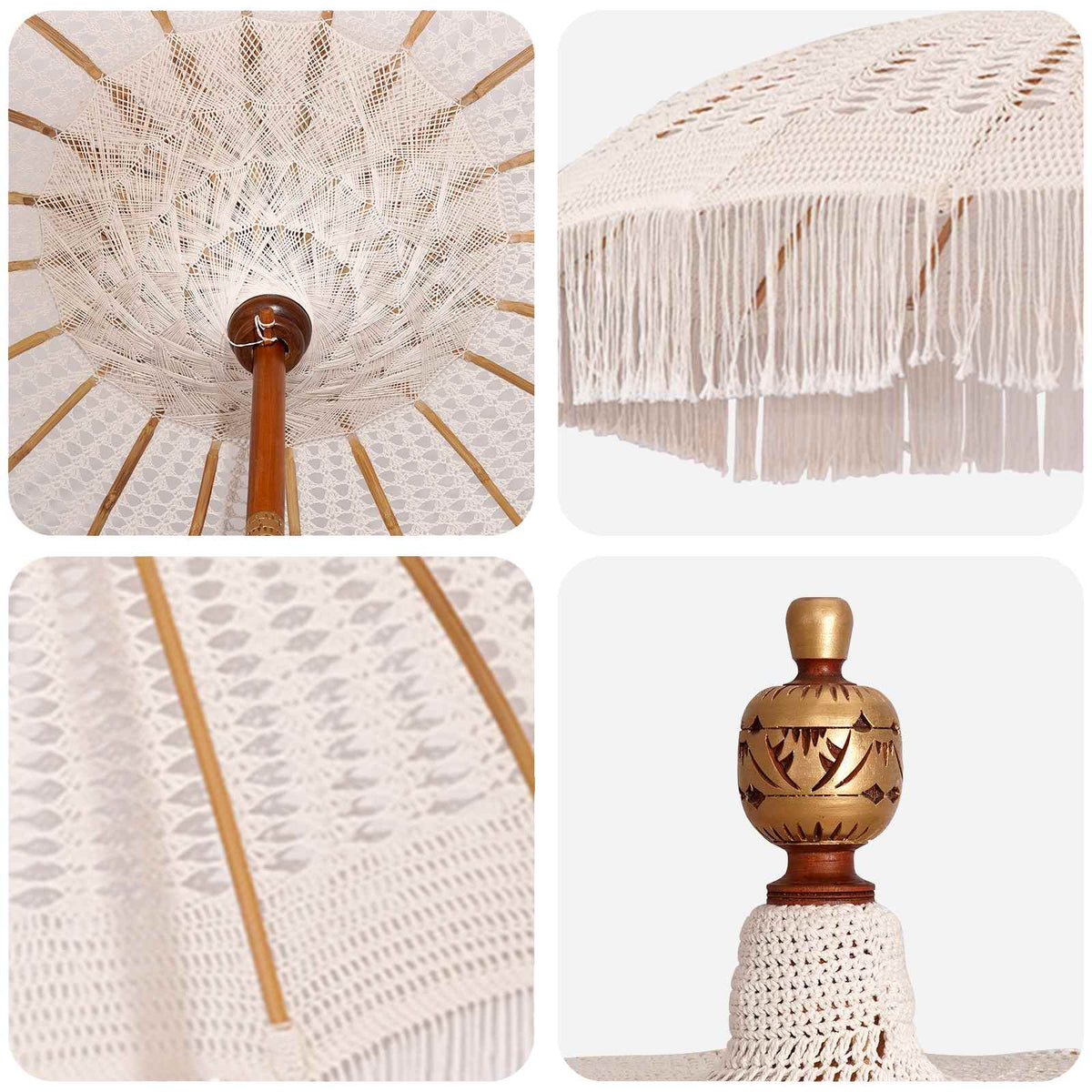 vidaXL Parasol Set 192 x 192 x 250 cm Massief Bamboehout en Katoen