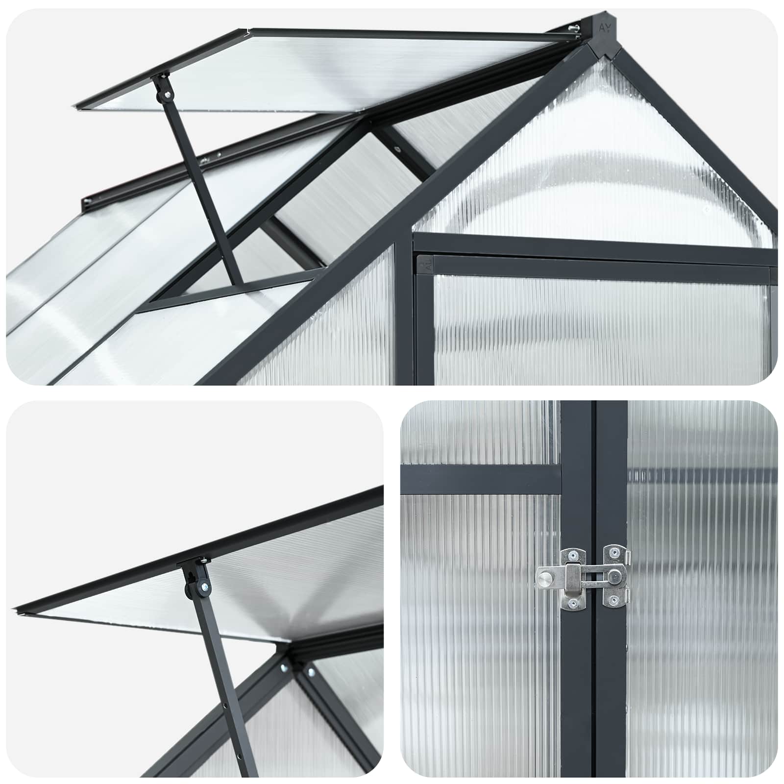vidaXL Tuin Serre met de deur Antracietkleurig 183,5 x 183,5 x 207 cm
