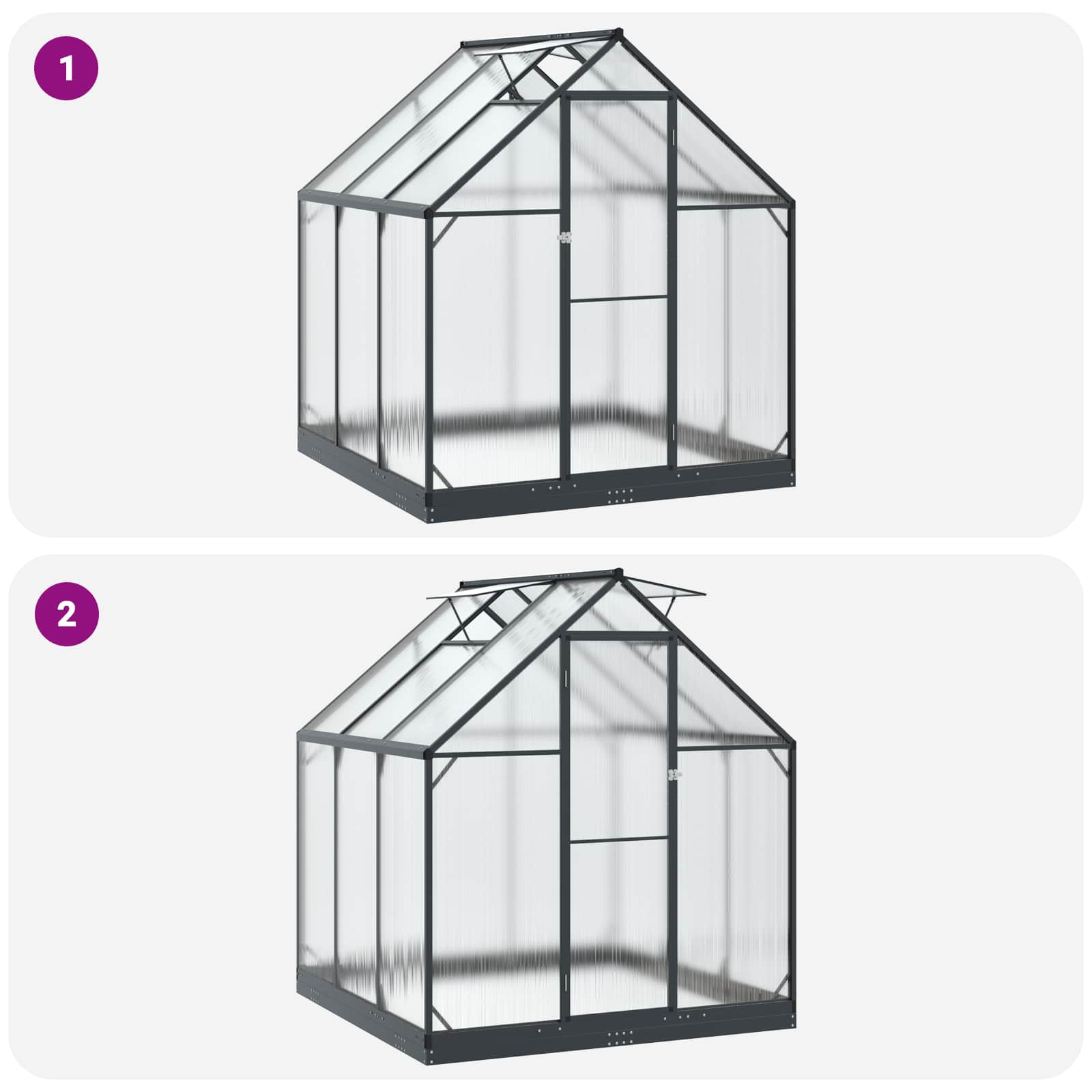 vidaXL Tuin Serre met de deur Antracietkleurig 183,5 x 183,5 x 207 cm