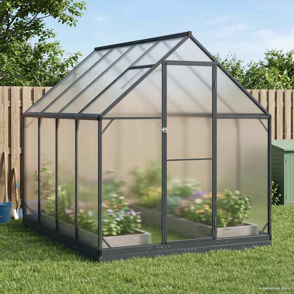 vidaXL Tuin Serre met de deur Antracietkleurig 183,5 x 183,5 x 207 cm
