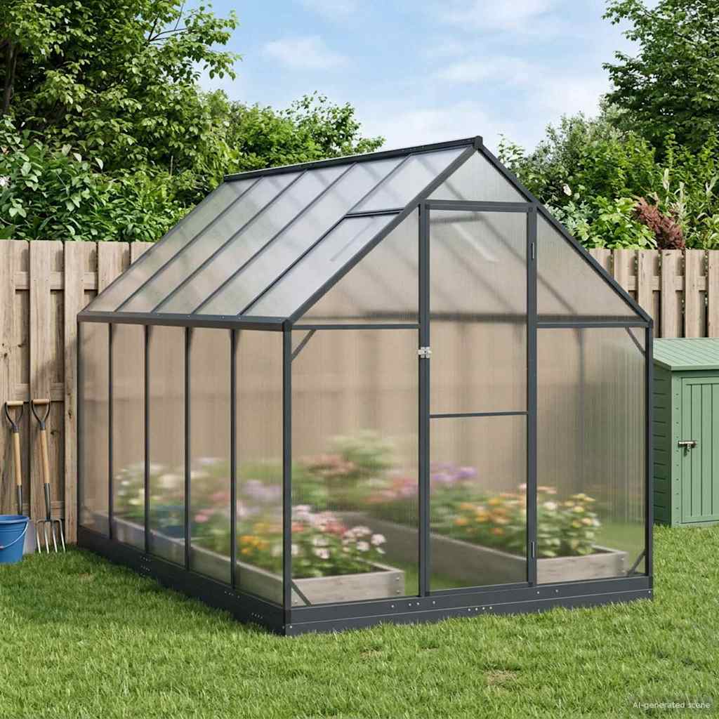 vidaXL Tuin Serre met de deur Antracietkleurig 183,5 x 183,5 x 207 cm