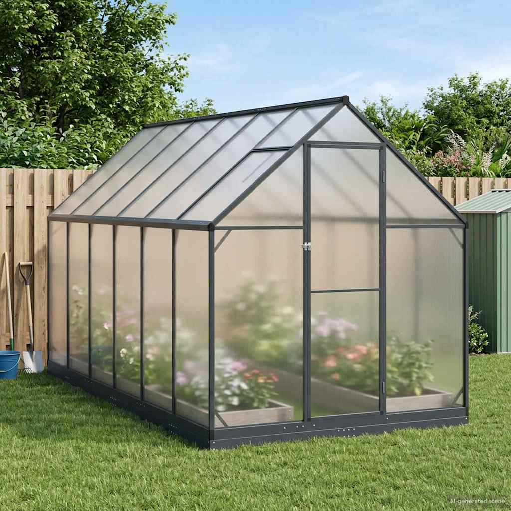vidaXL Tuin Serre met de deur Antracietkleurig 183,5 x 183,5 x 207 cm