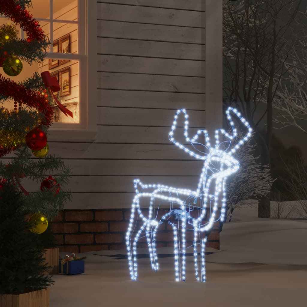 vidaXL Kerstfiguur rendier met bewegende kop 2 st 76x42x87 cm koudwit