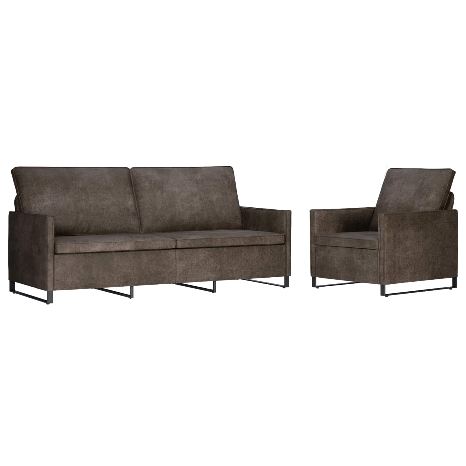 vidaXL Bankstel 2 pcs Donkergrijs Faux Suède Stof