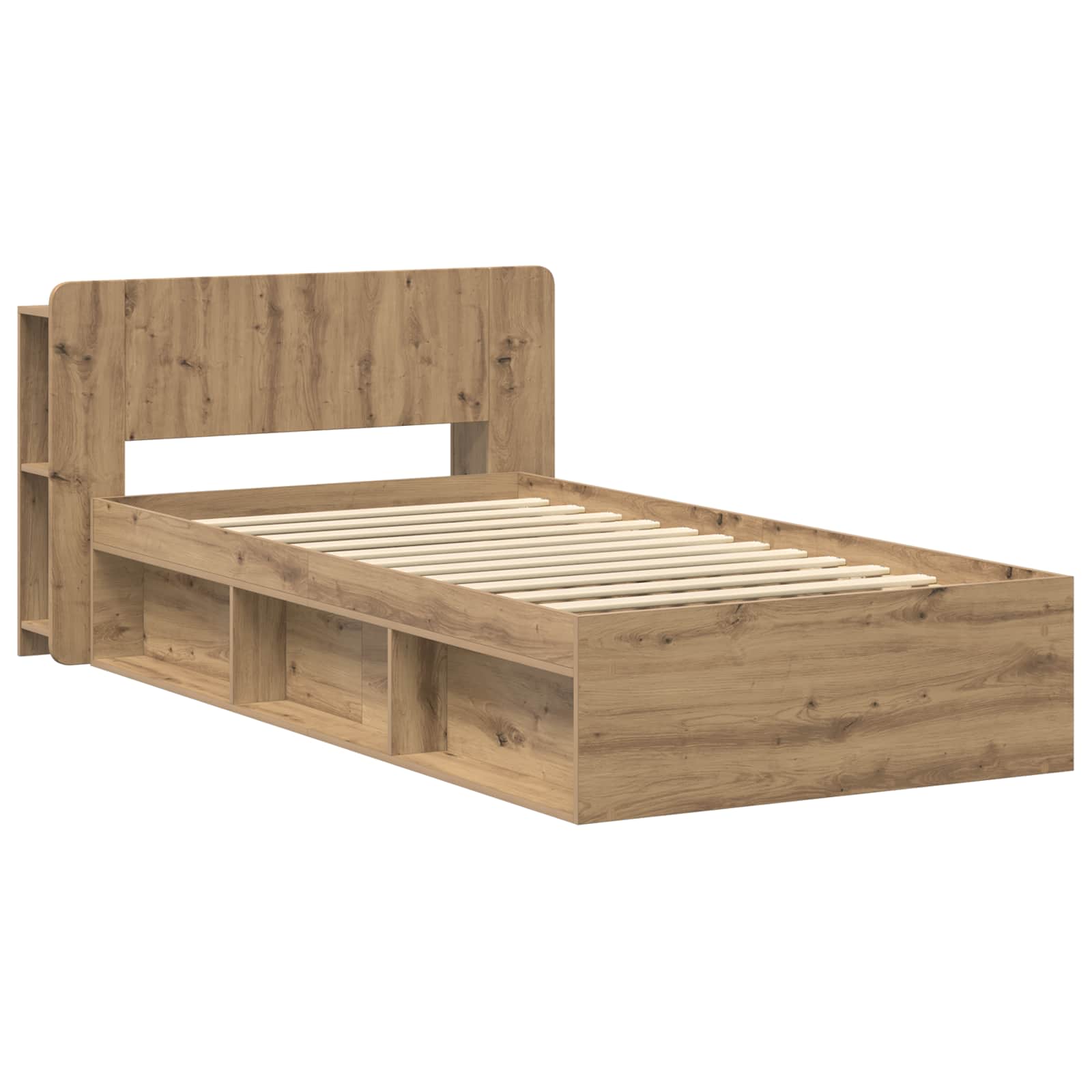 vidaXL Bedframe met opslag Artisanaal eiken 75 x 190 cm Bewerkt hout