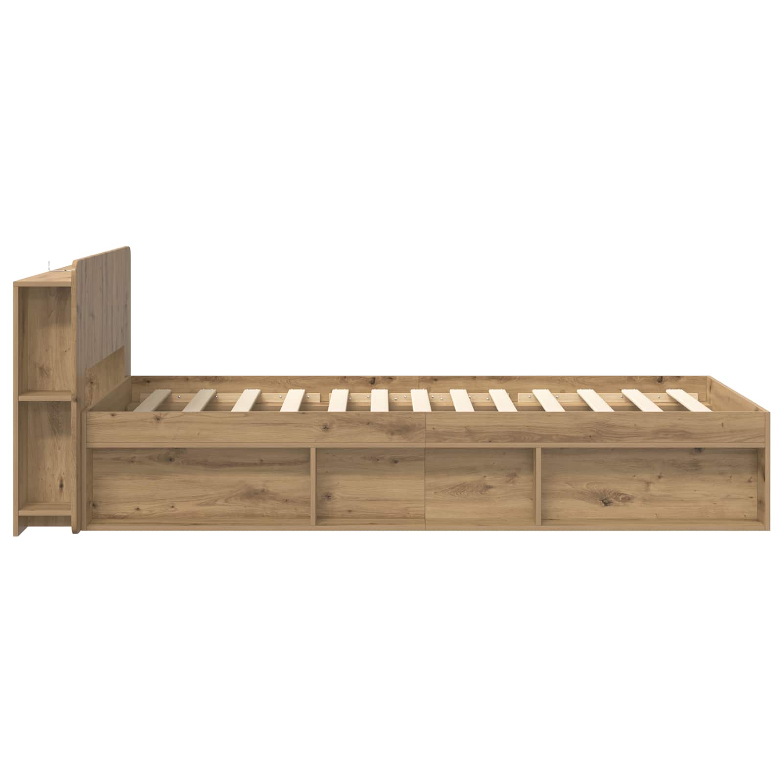 vidaXL Bedframe met opslag Artisanaal eiken 75 x 190 cm Bewerkt hout