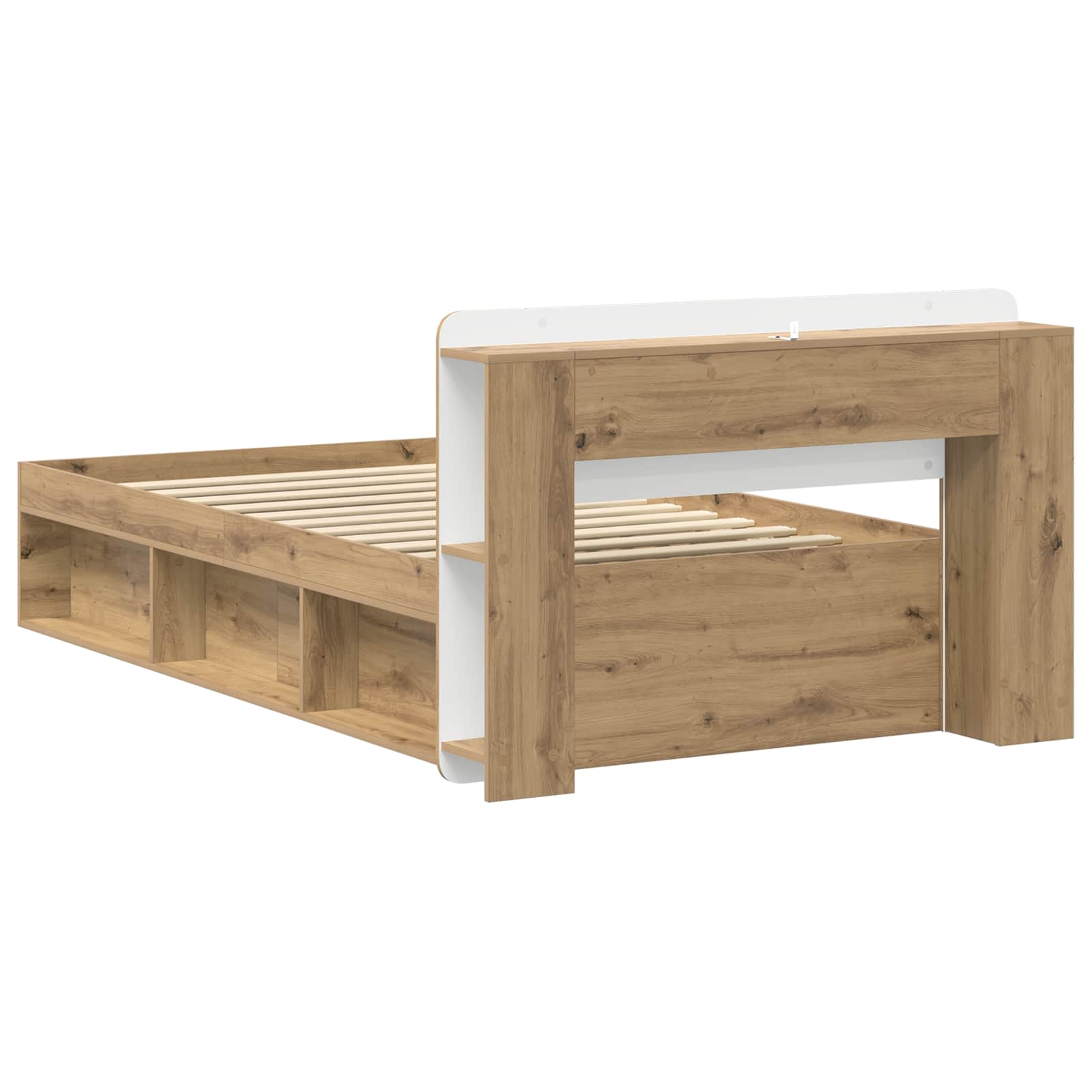 vidaXL Bedframe met opslag Artisanaal eiken 75 x 190 cm Bewerkt hout