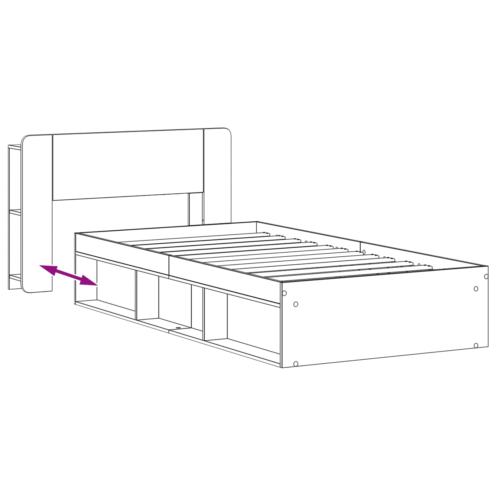 vidaXL Bedframe met opslag Artisanaal eiken 75 x 190 cm Bewerkt hout