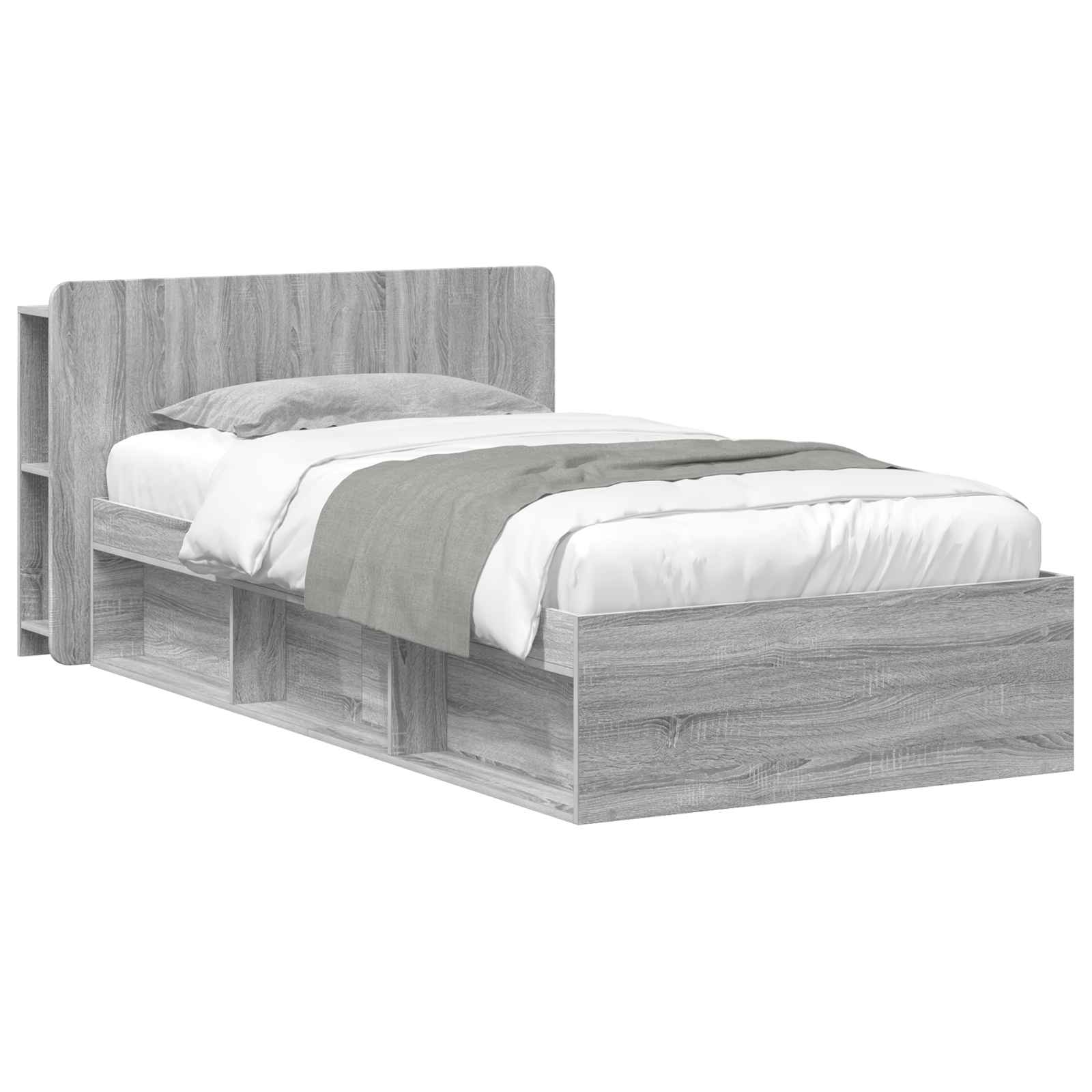 vidaXL Bedframe met opslag Artisanaal eiken 75 x 190 cm Bewerkt hout