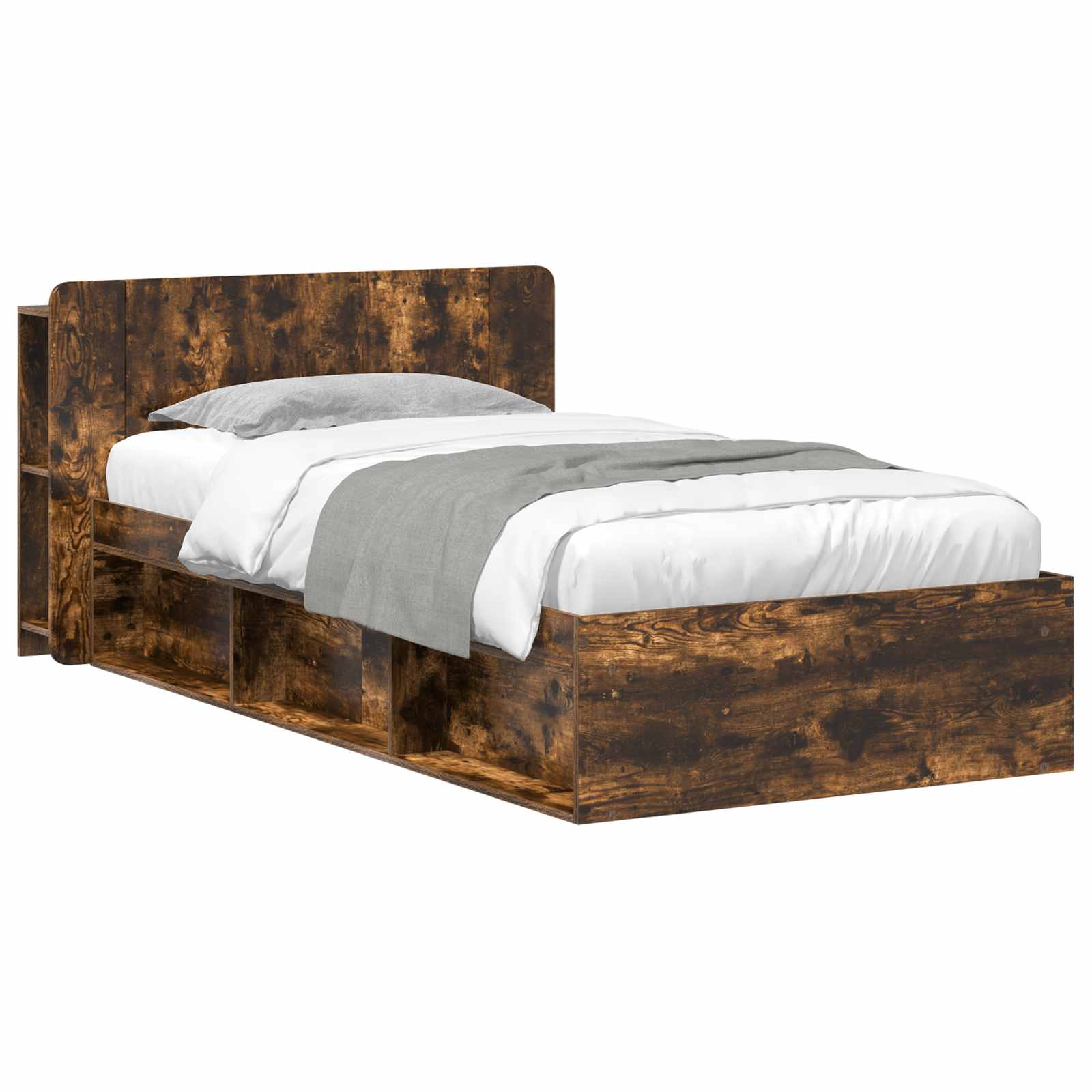 vidaXL Bedframe met opslag Artisanaal eiken 75 x 190 cm Bewerkt hout