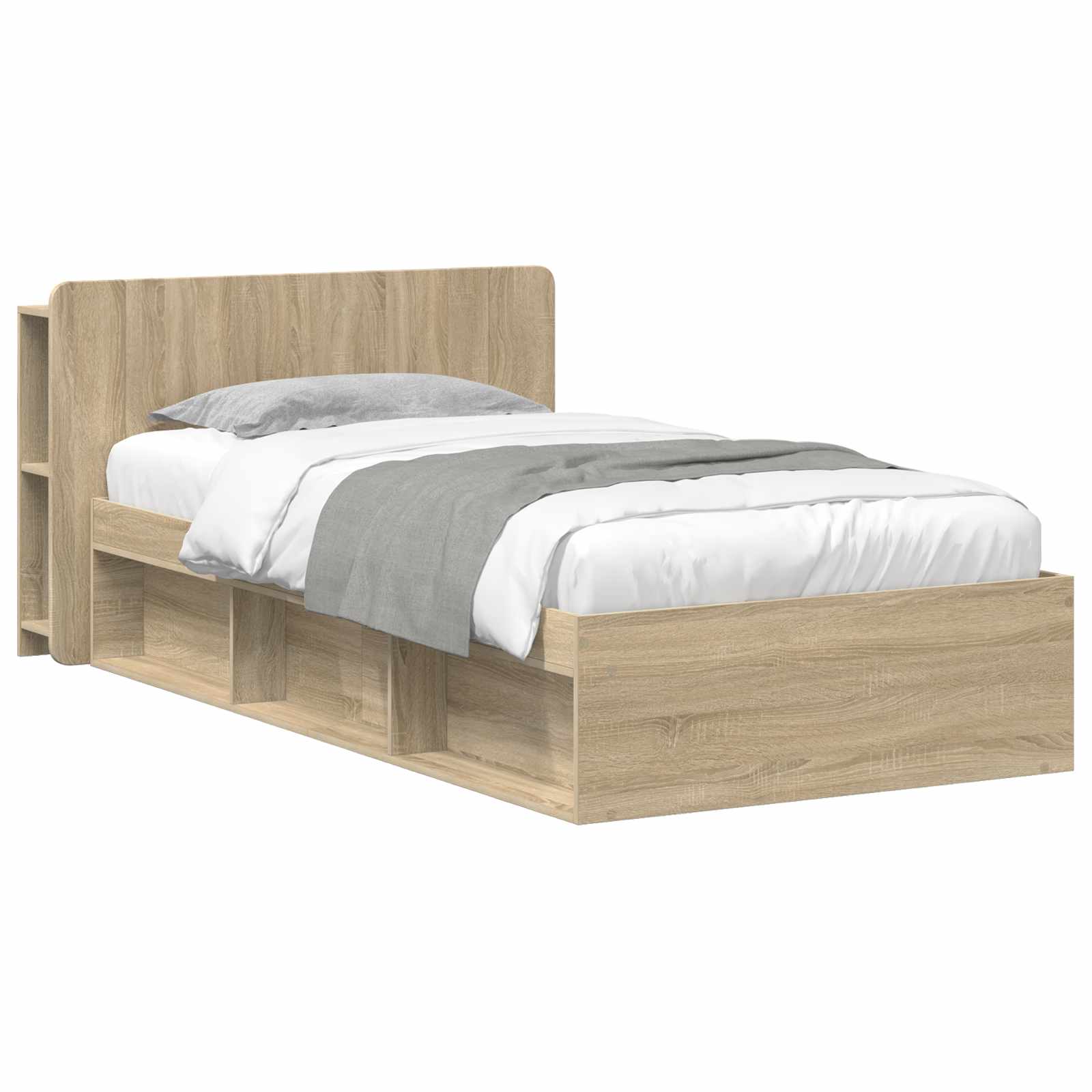 vidaXL Bedframe met opslag Artisanaal eiken 75 x 190 cm Bewerkt hout