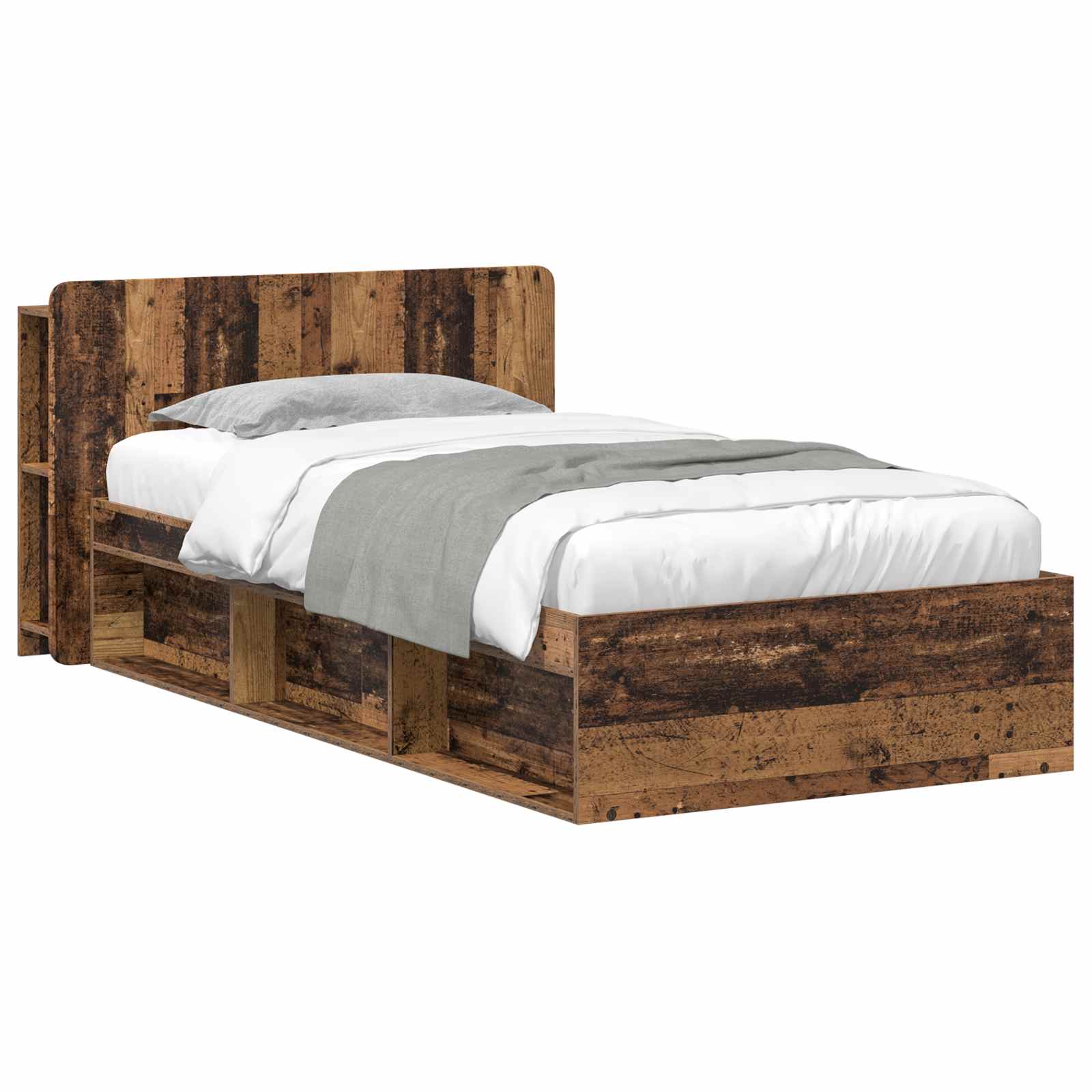 vidaXL Bedframe met opslag Artisanaal eiken 75 x 190 cm Bewerkt hout